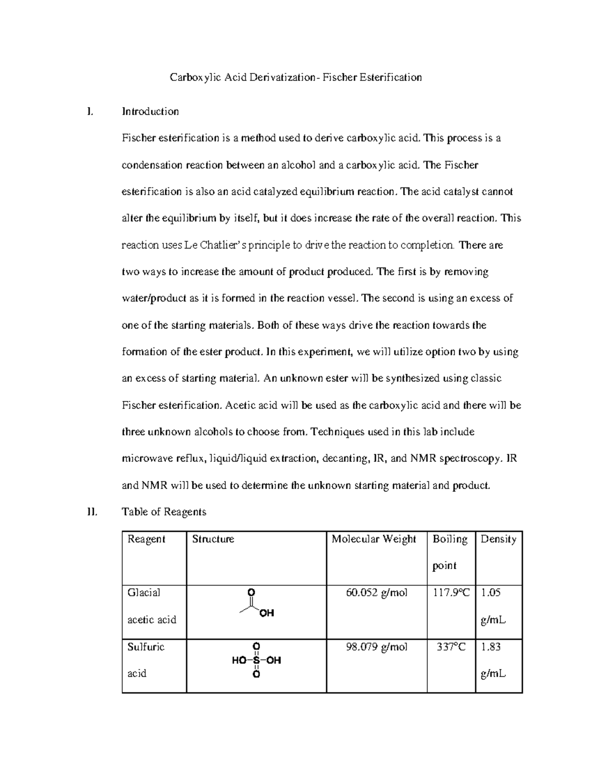 7. Fisher Esterification - Carboxylic Acid Derivatization- Fischer ...