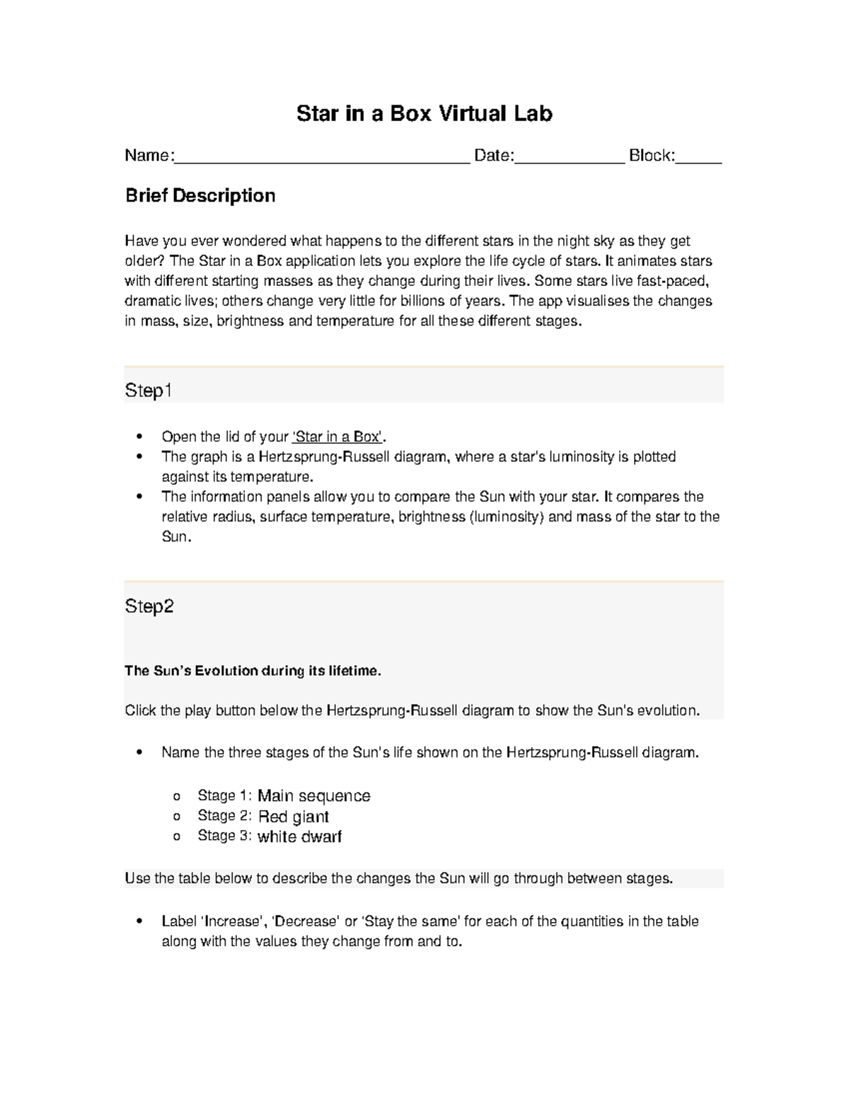 Aniyaah Evans Star in a Box Virtual Lab Star in a Box Virtual Lab