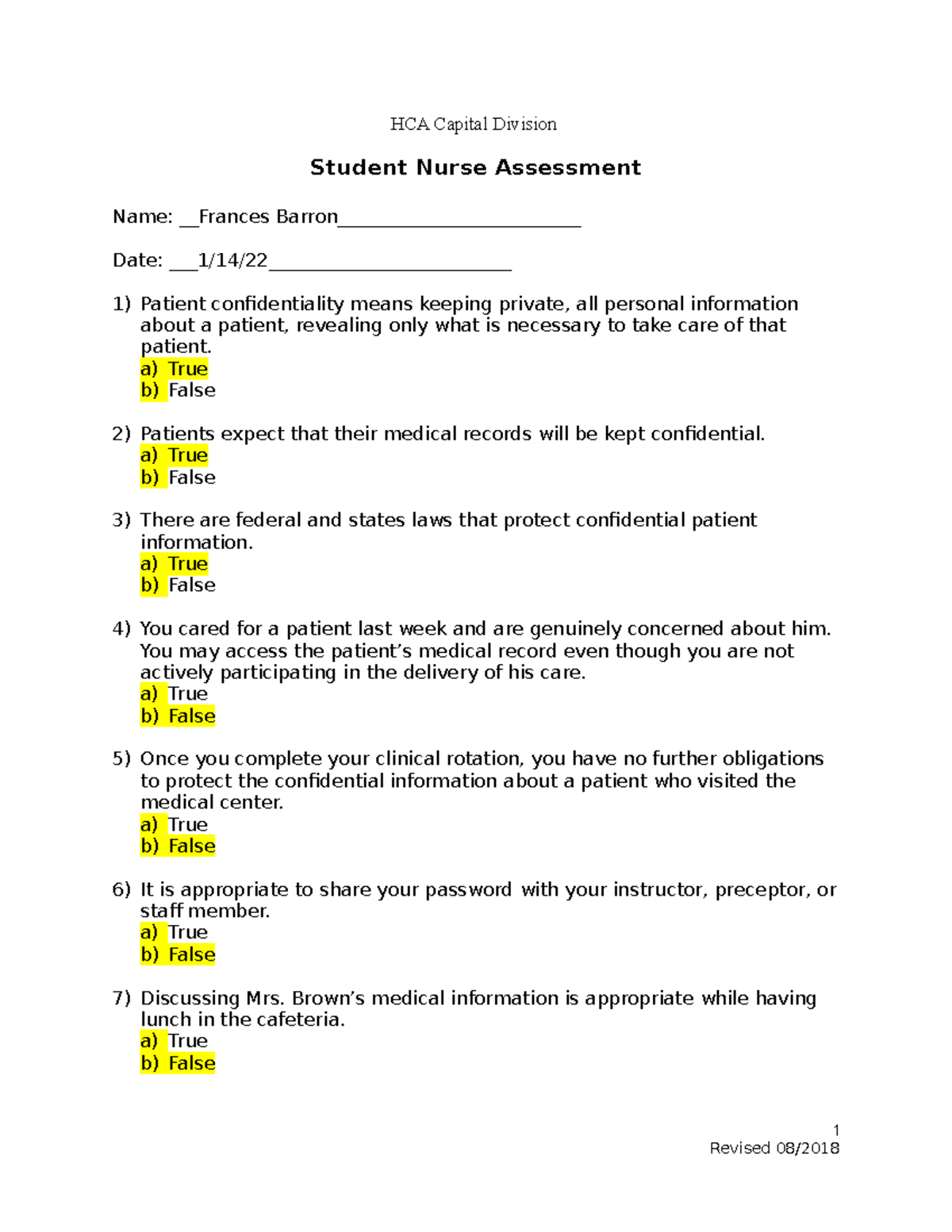 Bbjbkbuibbjknn m HCA Student Assessmentbjkbguvhjvb Job Jk HCA 
