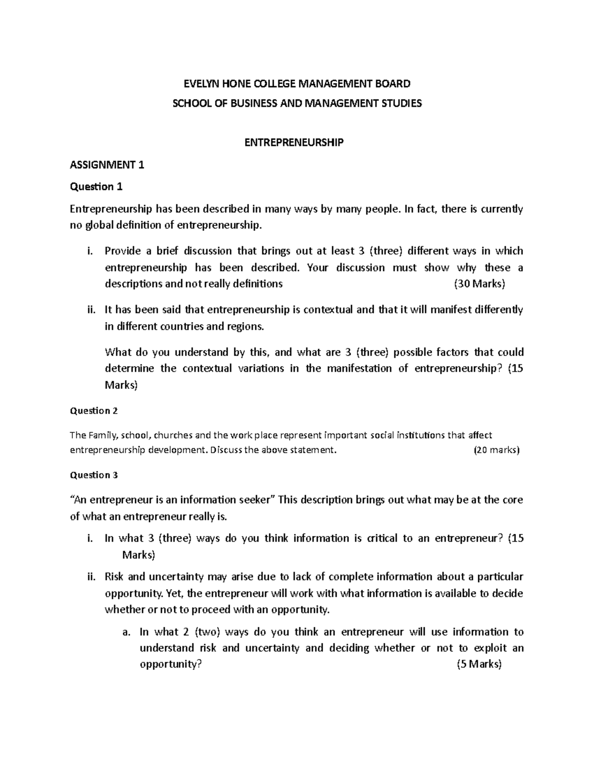 Assignment 1 ZIPS AND DIT JAN 2020 Entrepreneurship - Business ...