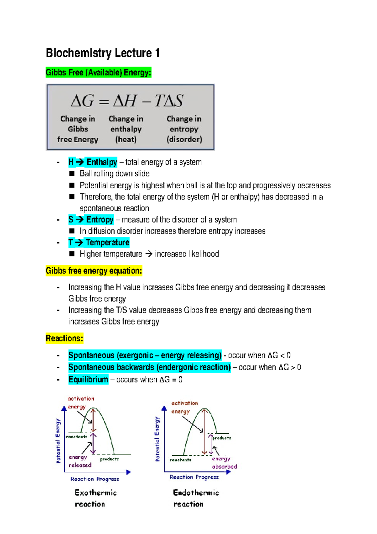 Biochemistry Lecture 1 [H+] = 1M = pH 0 Biochemistry standard conditions H+ pH 7 1 mM Mg2