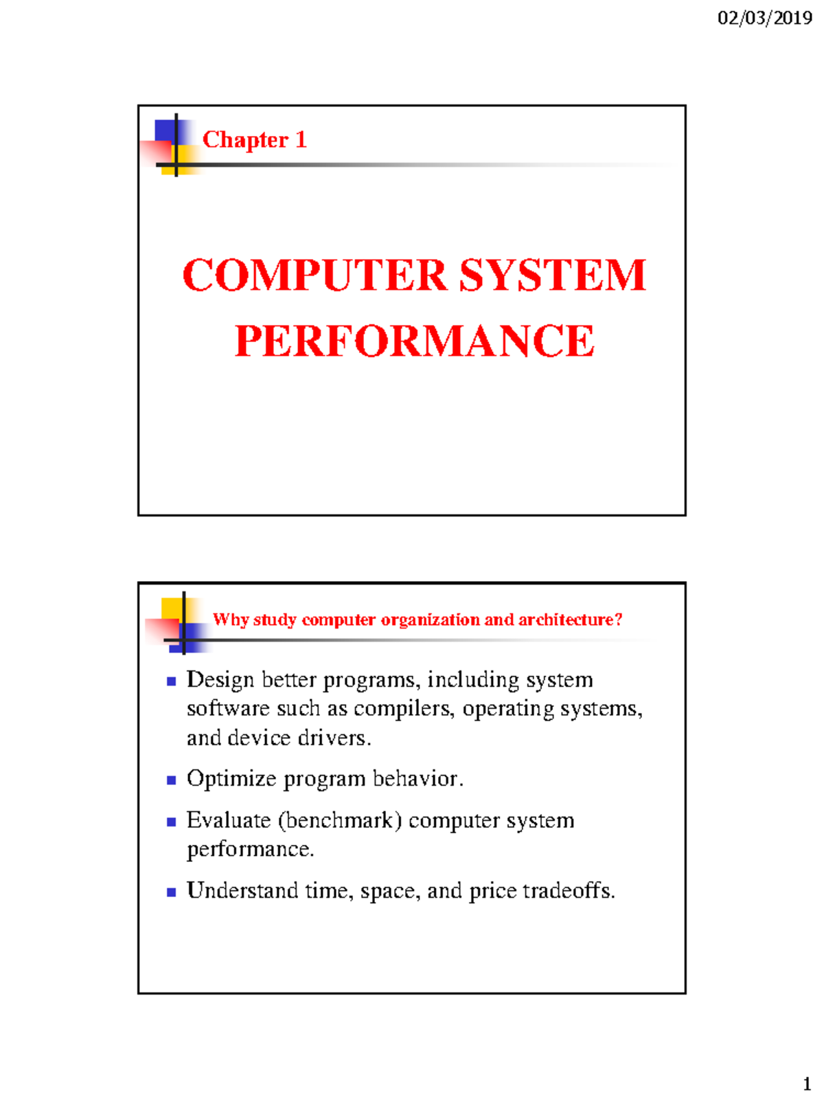 Chapter-1-Edit - Thầy Đoan - Chapter 1 COMPUTER SYSTEM PERFORMANCE Why ...