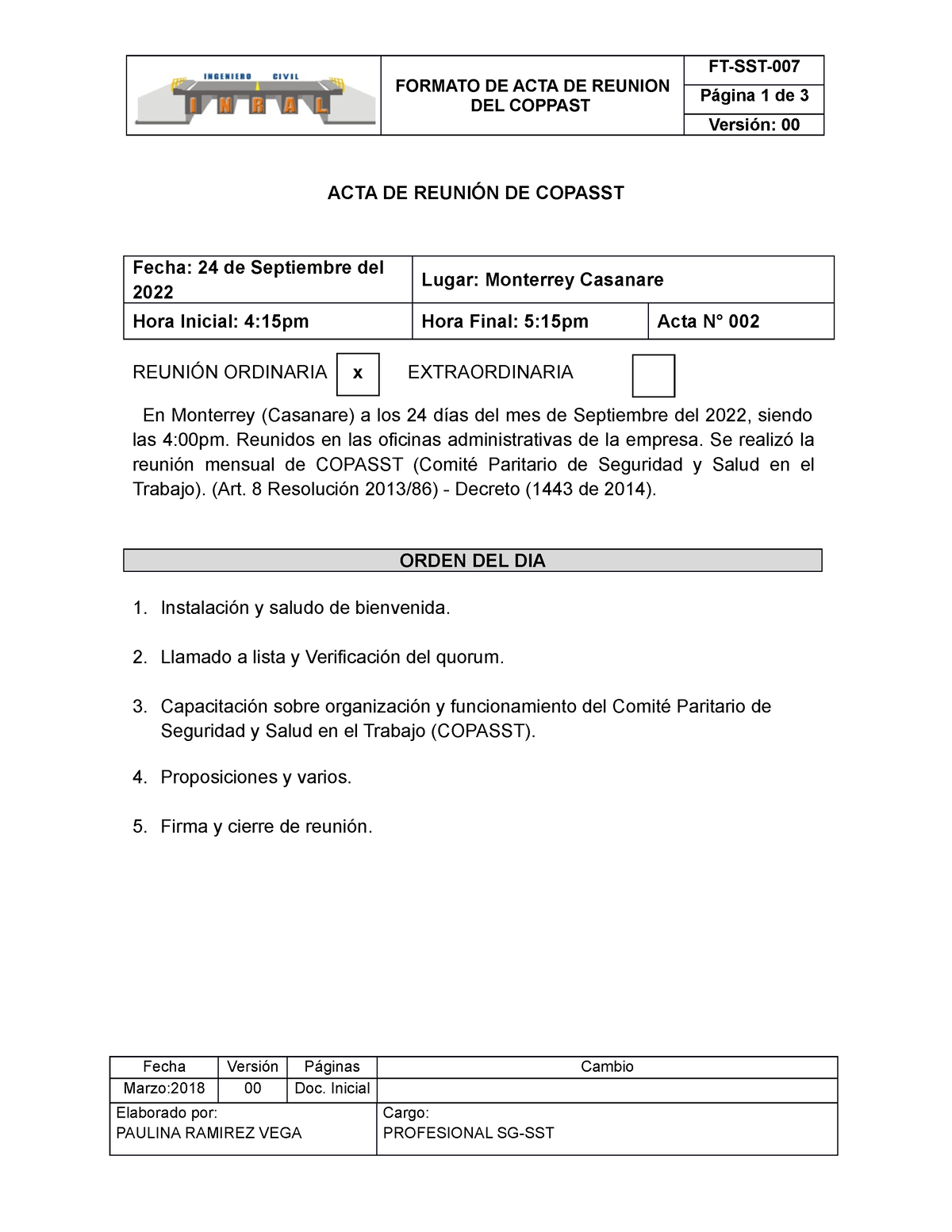 Ft Sst 007 Formato De Acta De Reunión Del Copasst Inral Copia 2