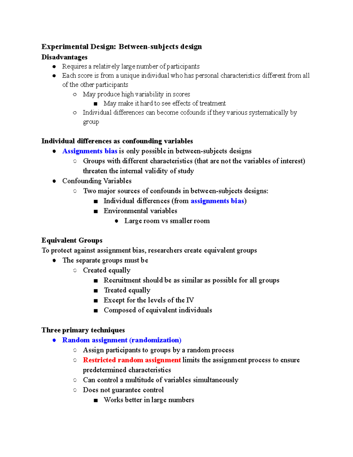 Lecture 8 - Notes On Experimental Designs With A Between-subjects ...