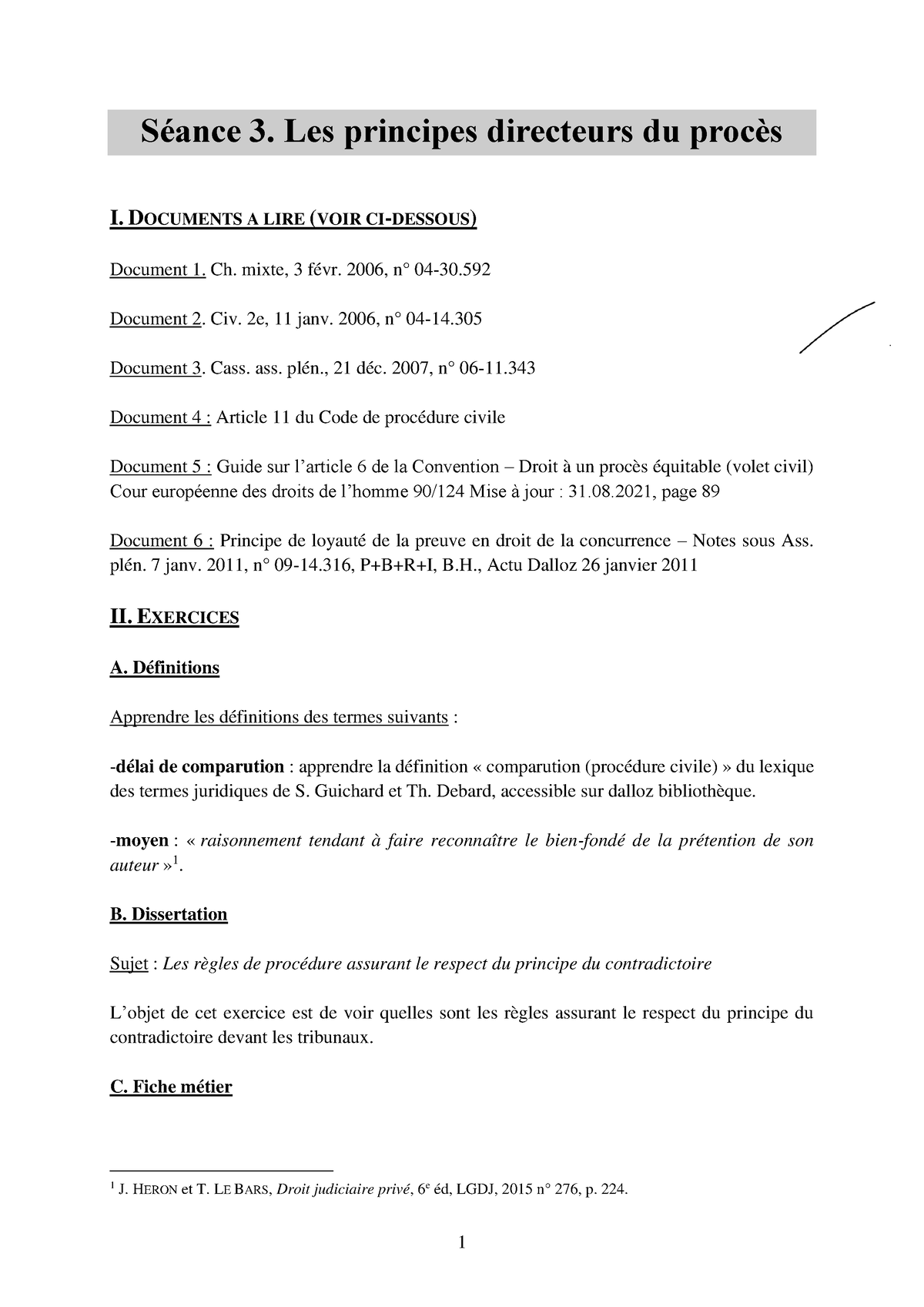 SÃ©ance 3 - TD Procedure Civile 2022-2023 - Séance 3. Les Principes ...