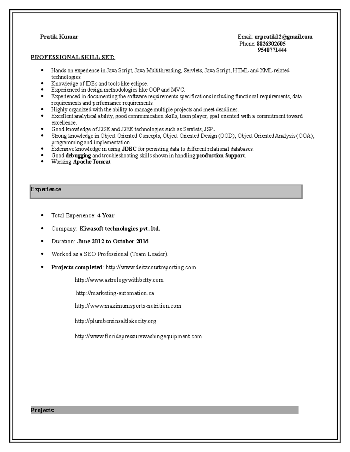 Pratik resume updated - This is a testing material. We all should study ...