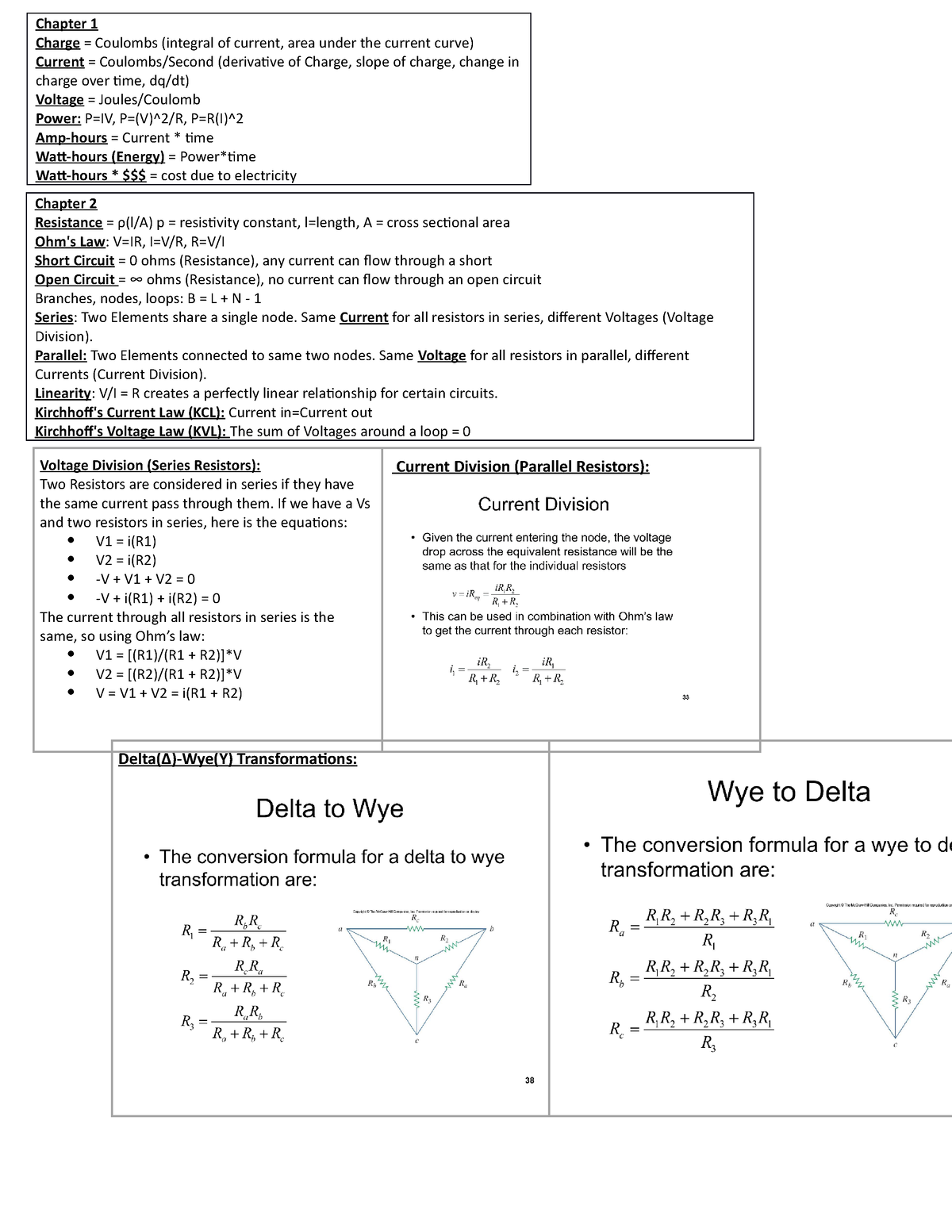 Circuit Analysis Study Guide - Delta(Δ)-Wye(Y) Transformations: Chapter 