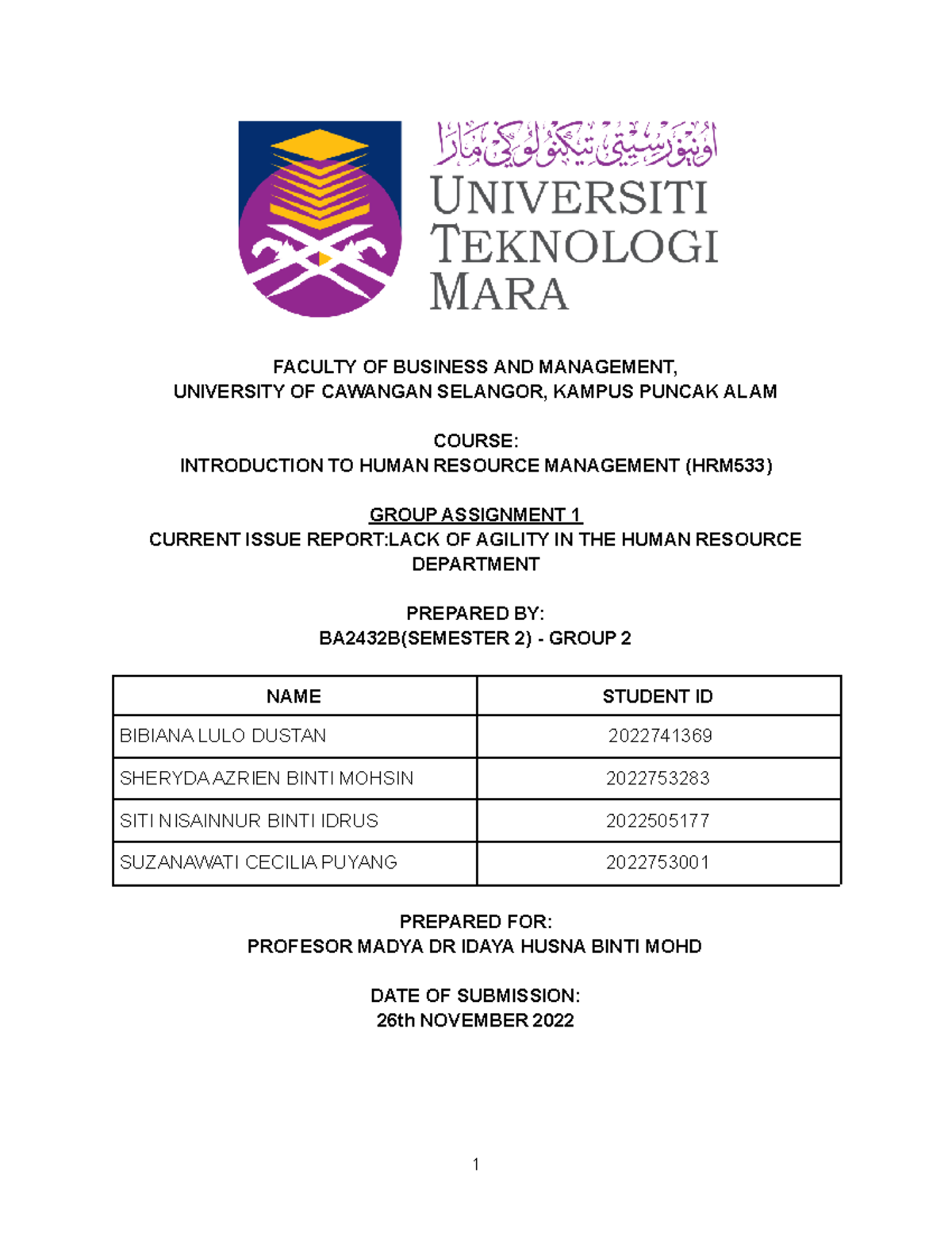 hrm533 group assignment current issue