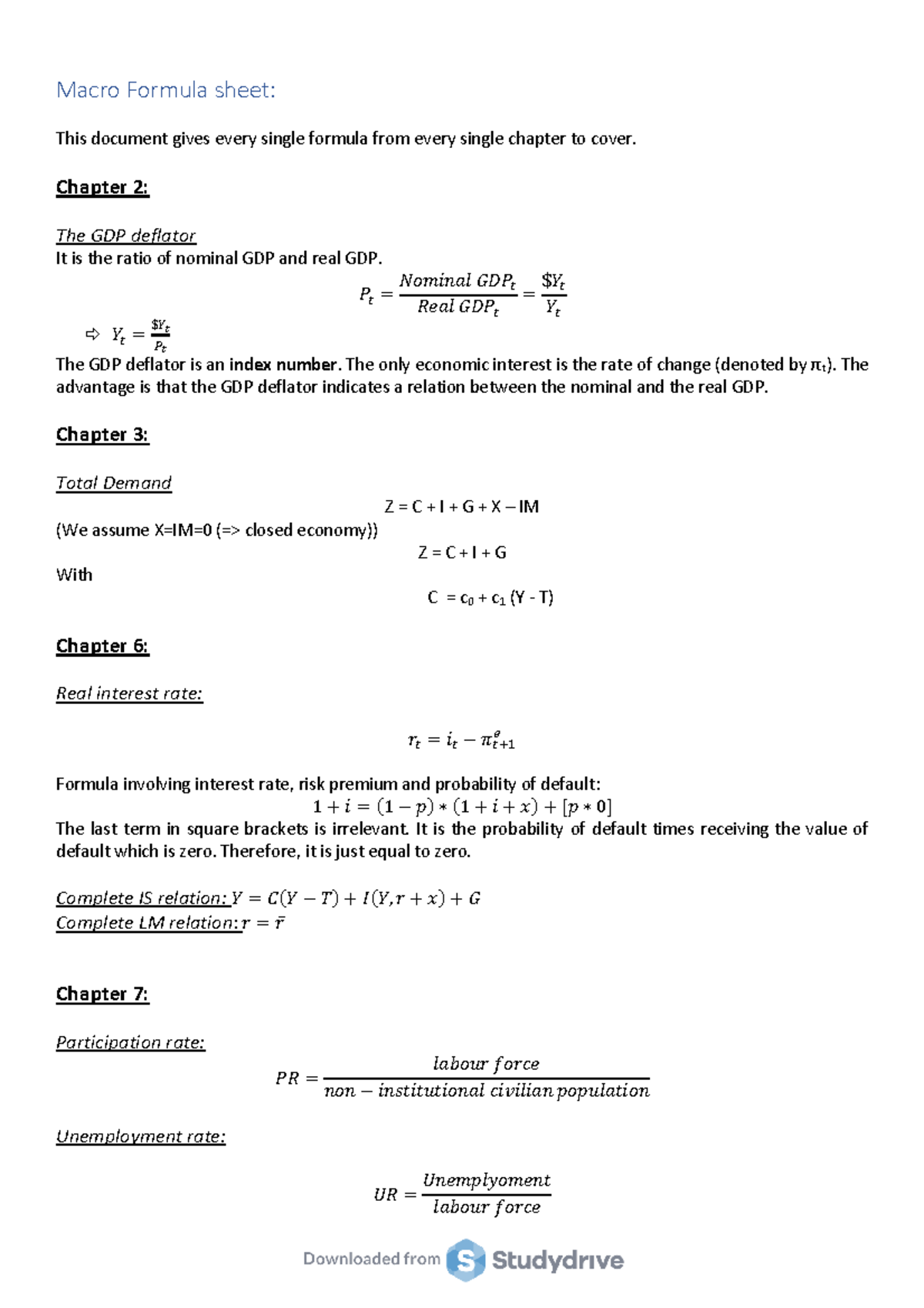 All Formulas Macro - Macro Formula sheet: This document gives every ...