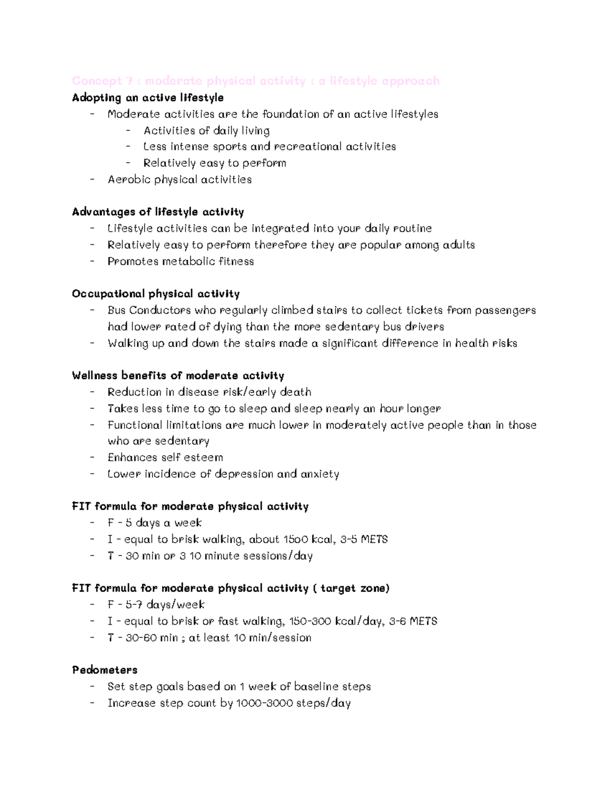 moderate physical activity a lifestyle approach Concept 7 moderate