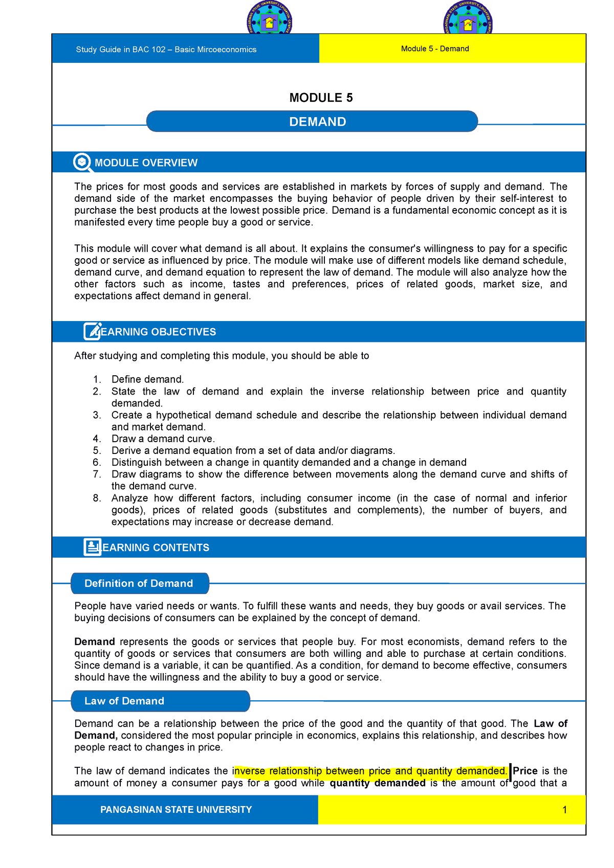 Bac 102 - SG 5 - Module - MODULE 5 MODULE OVERVIEW The Prices For Most ...