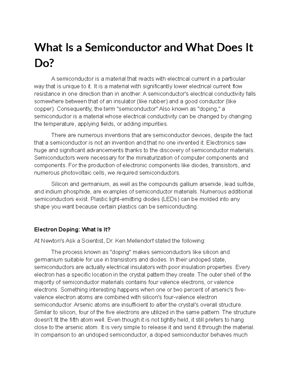What Is a Semiconductor and What Does It Do Module PHY121 What Is