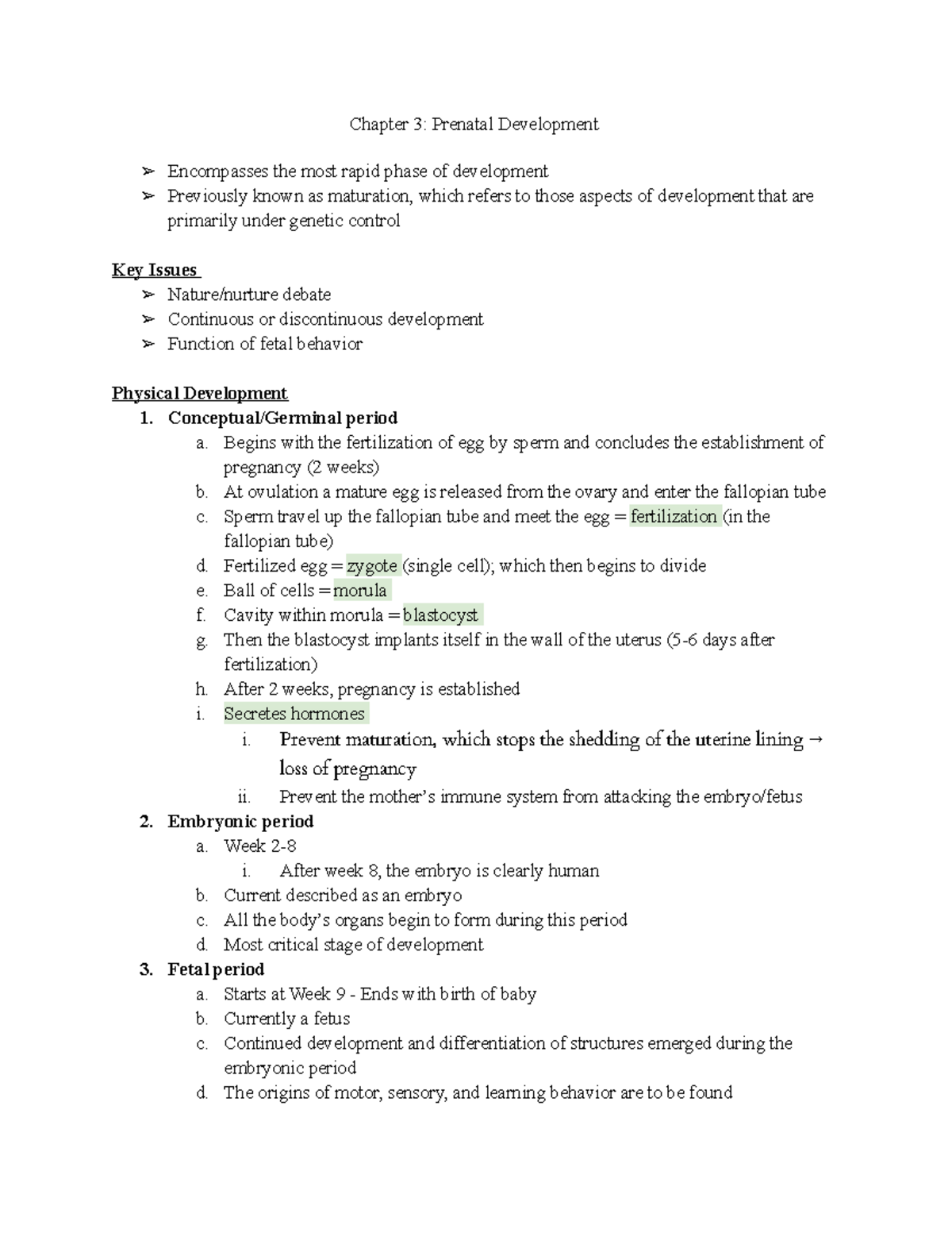 Slater Lewis Chapter 3 5 - Chapter 3: Prenatal Development Encompasses ...