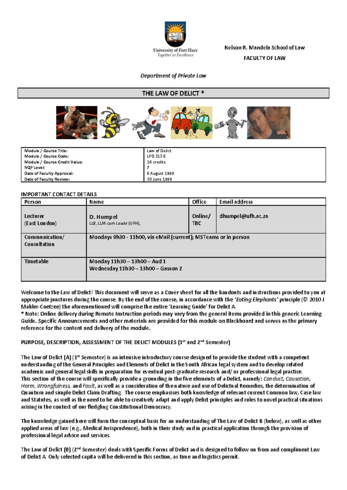 Law of Delict A Learning Guide - Nelson R. Mandela School of Law ...