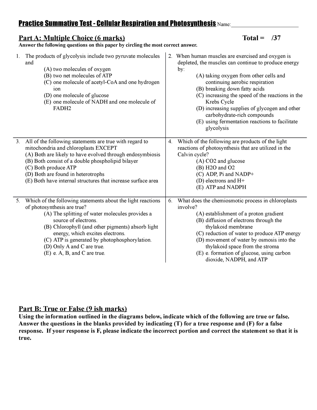 Bio 204 Test One Biology 204 With Hanson At University