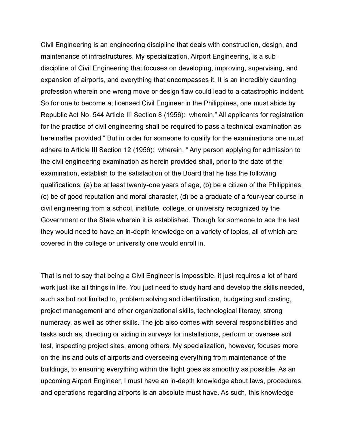 civil engineering essay pdf