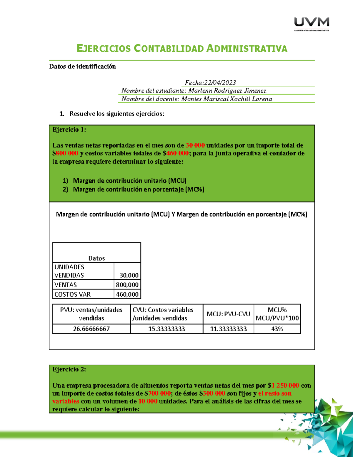 A5 CONTAB ADMIN - EJERCICIOS CONTABILIDAD ADMINISTRATIVA Datos de ...