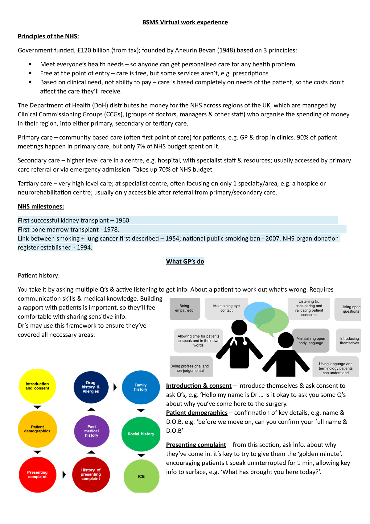 bsms work experience personal statement