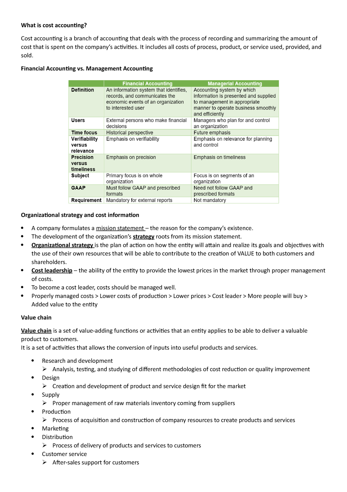 Cost accounting - introduction - What is cost accounting? Cost ...