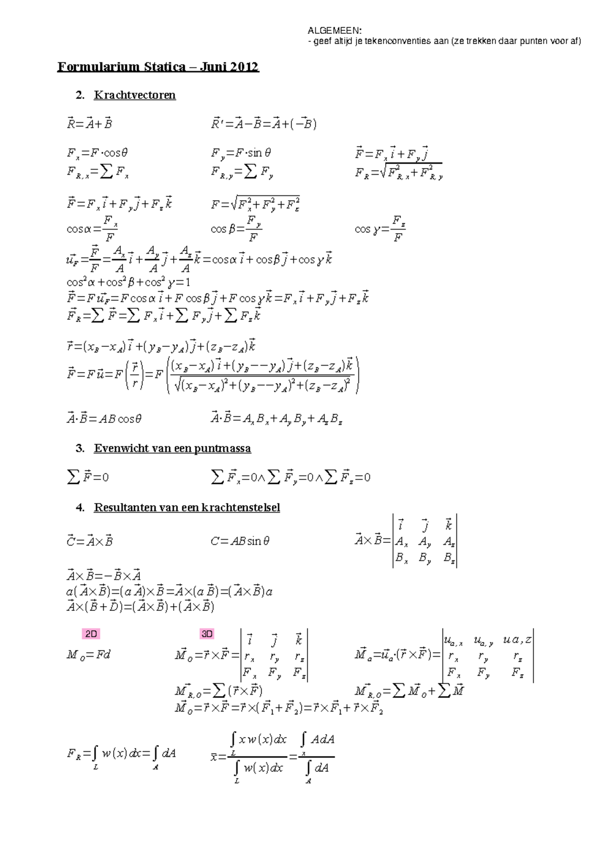 Formularium Statica met aantekeningen - ####### Formularium Statica ...