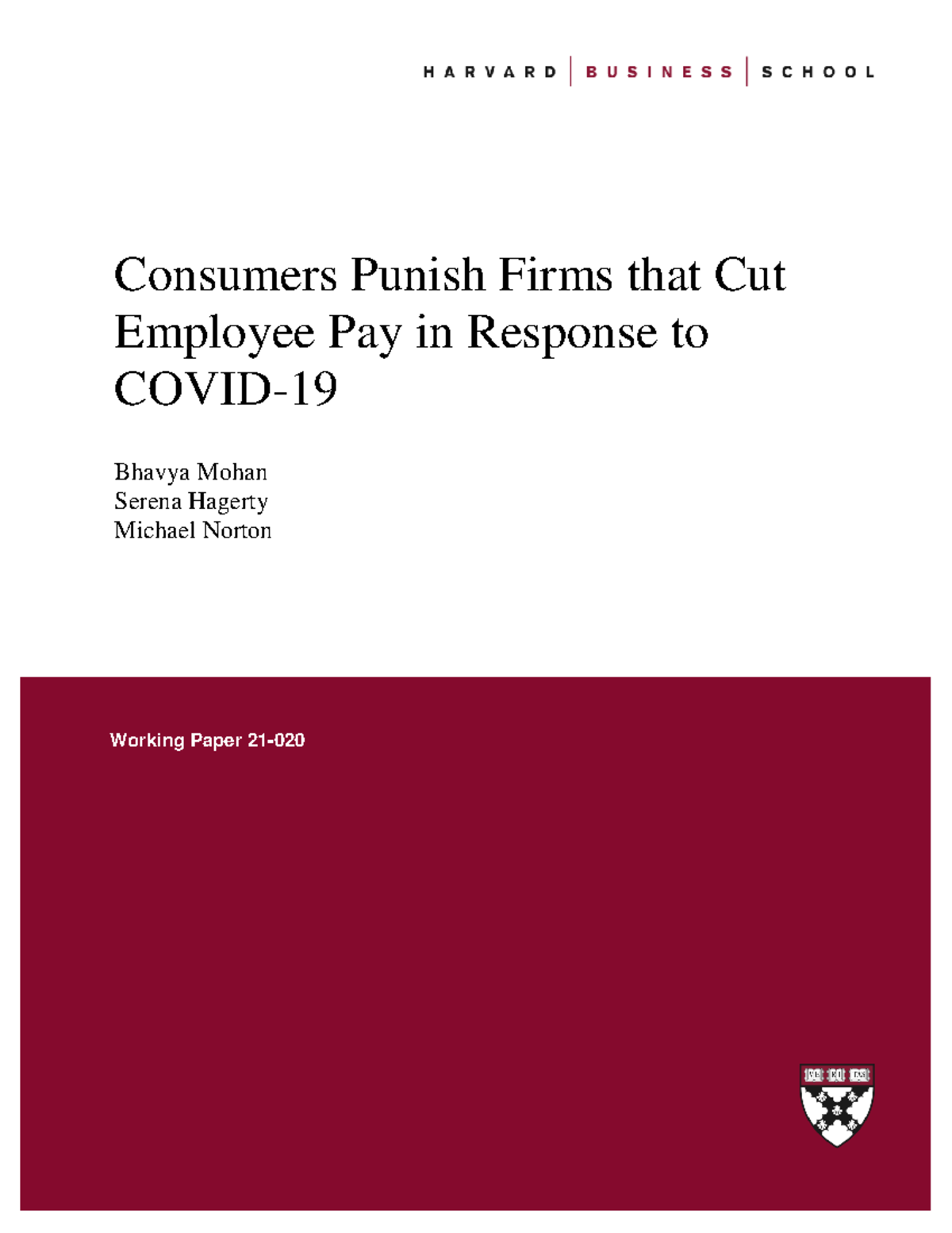 ERB Case Study Journal article Consumers Punish Firms that Cut
