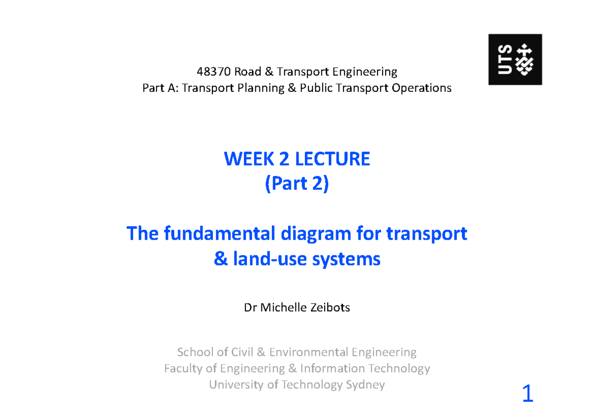 20210301 Week 2 lecture (part 2) fundamental diagram for transport
