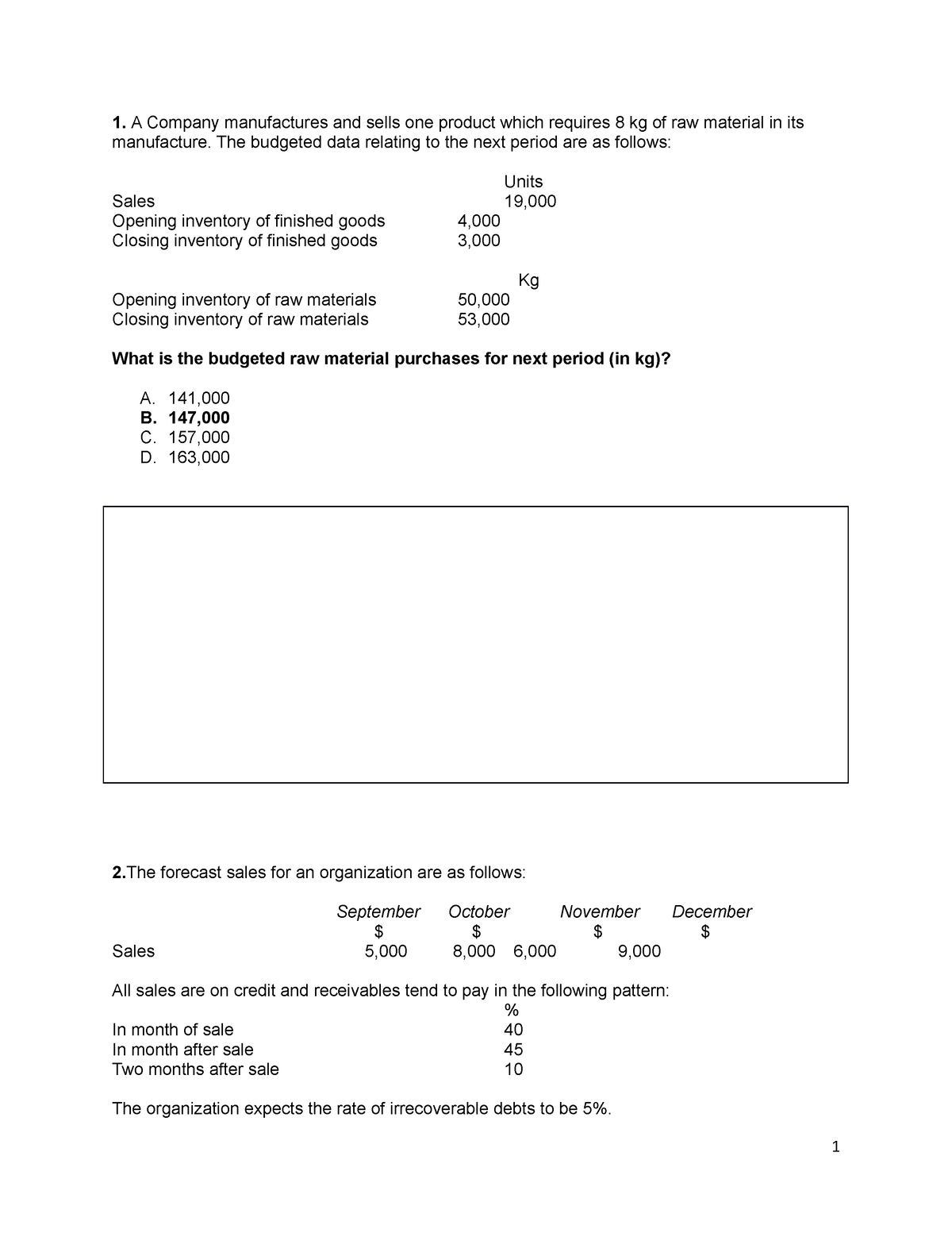 Managerial Accounting Final Exam Sample - Introduction To Managerial ...