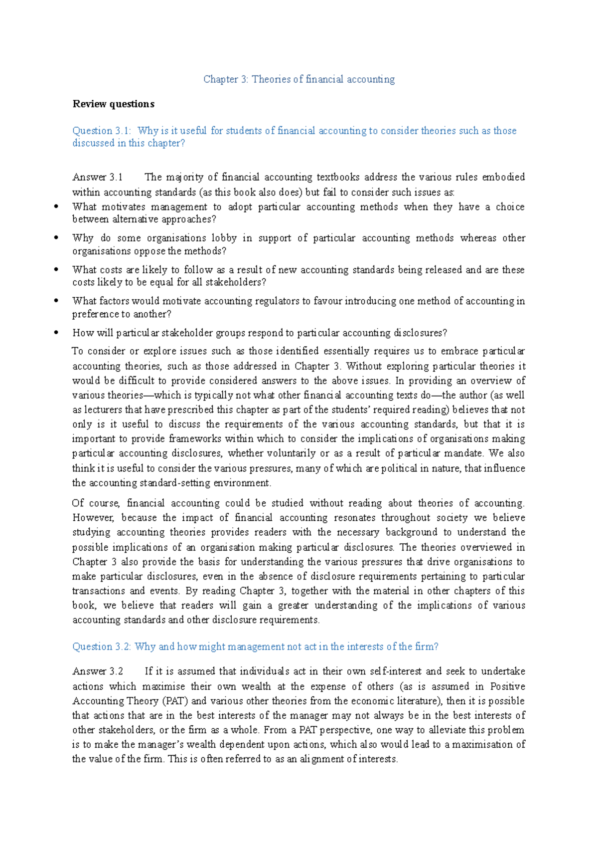 WQS topic 10 Theories of financial accounting - Chapter 3: Theories of ...