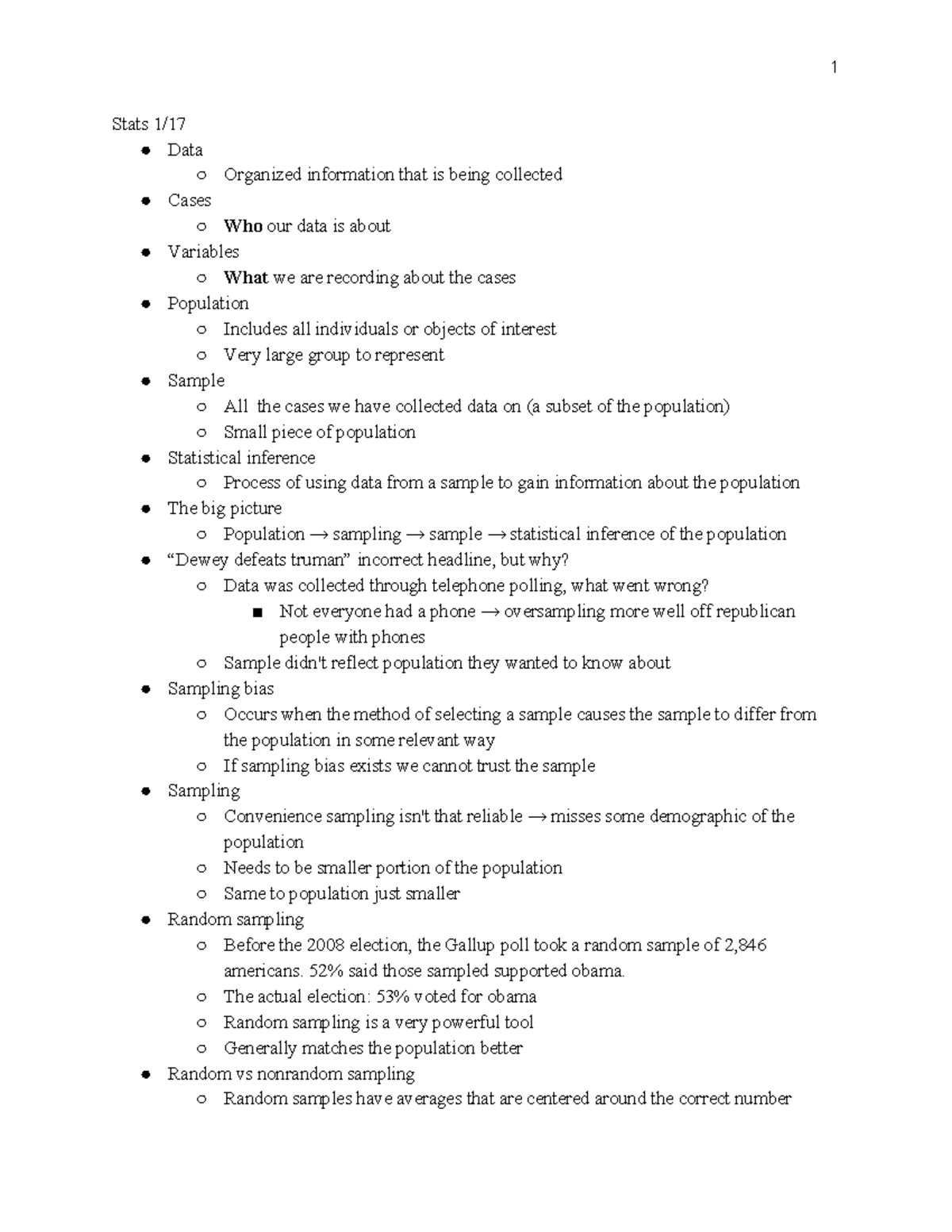 Stats 111 complete lecture notes - Stats 1/ Data Organized information ...
