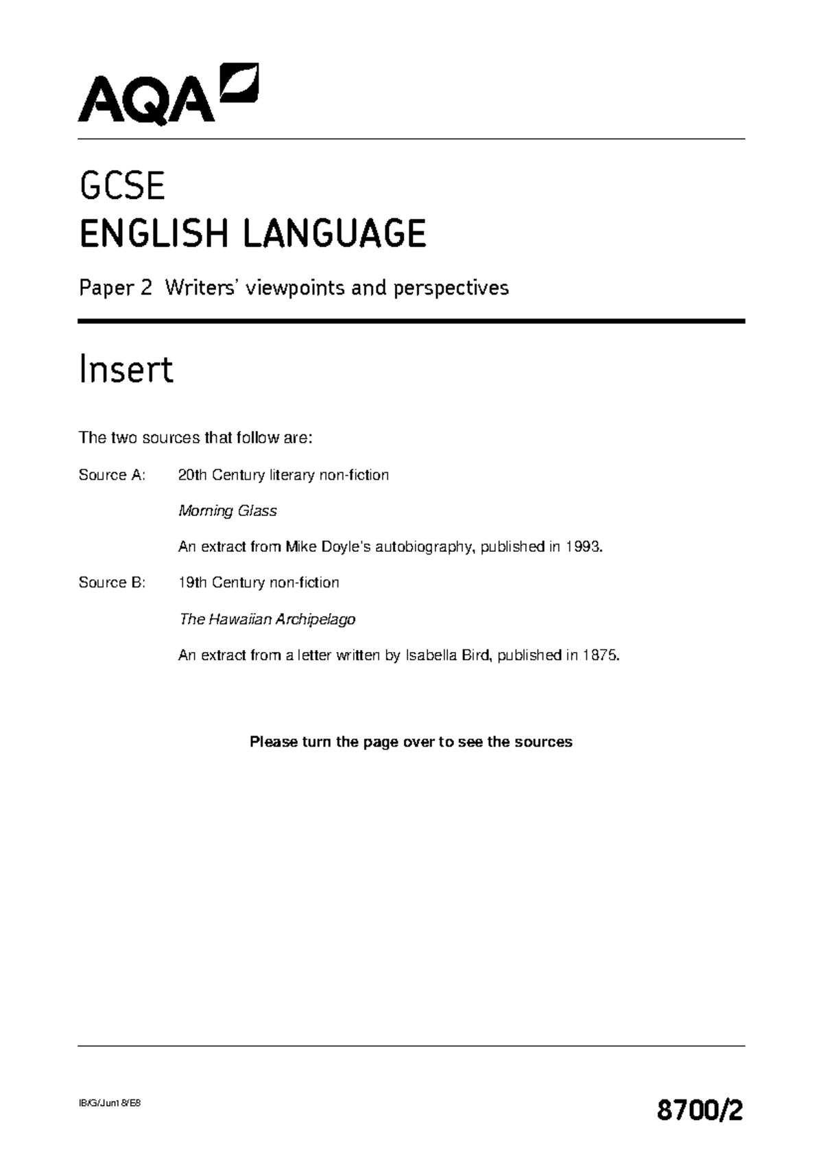 AQA ENGLISH 8700 PAST PAPERS visual data 4