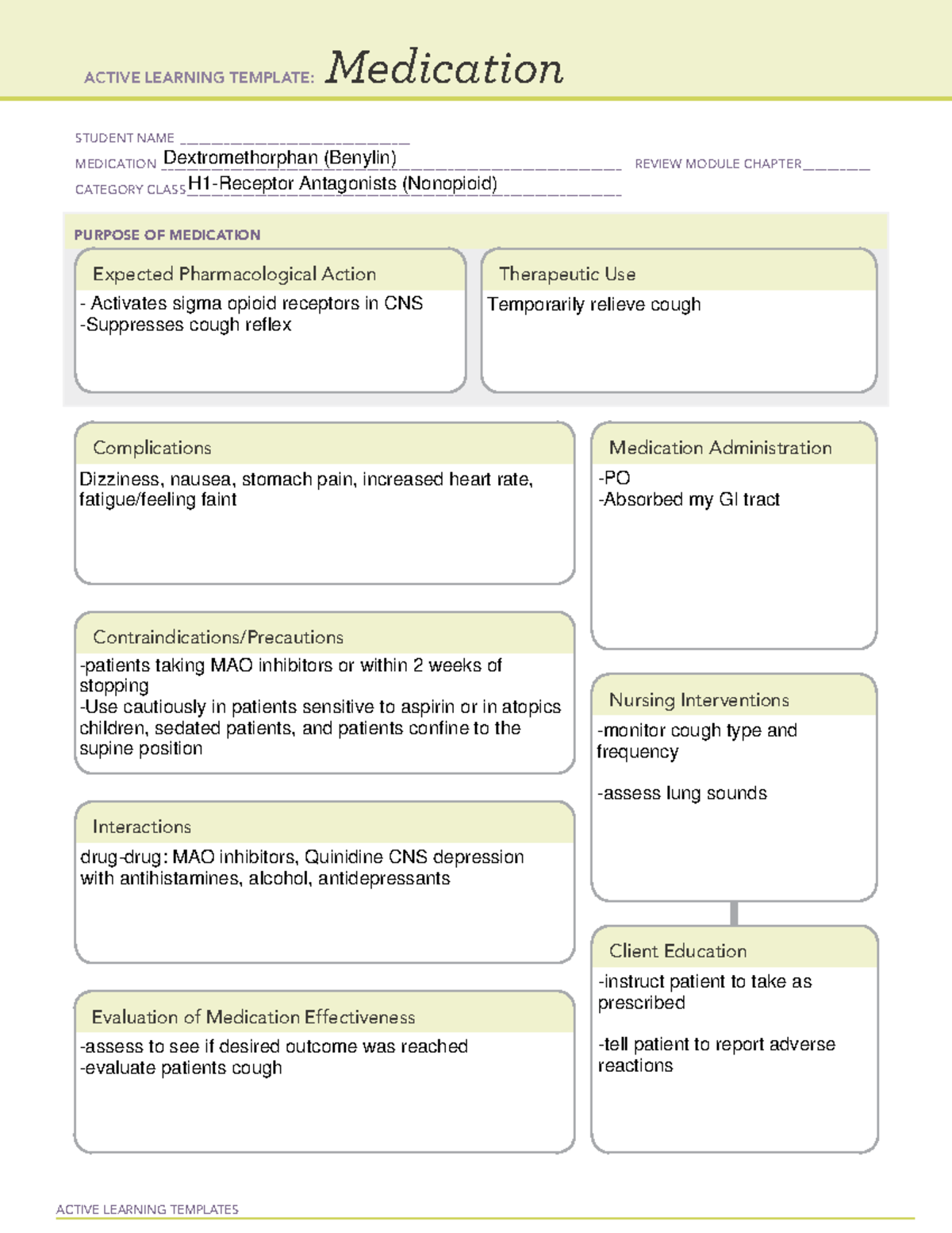 Dextromethorphan Benylin Medication Card Active Learn - vrogue.co