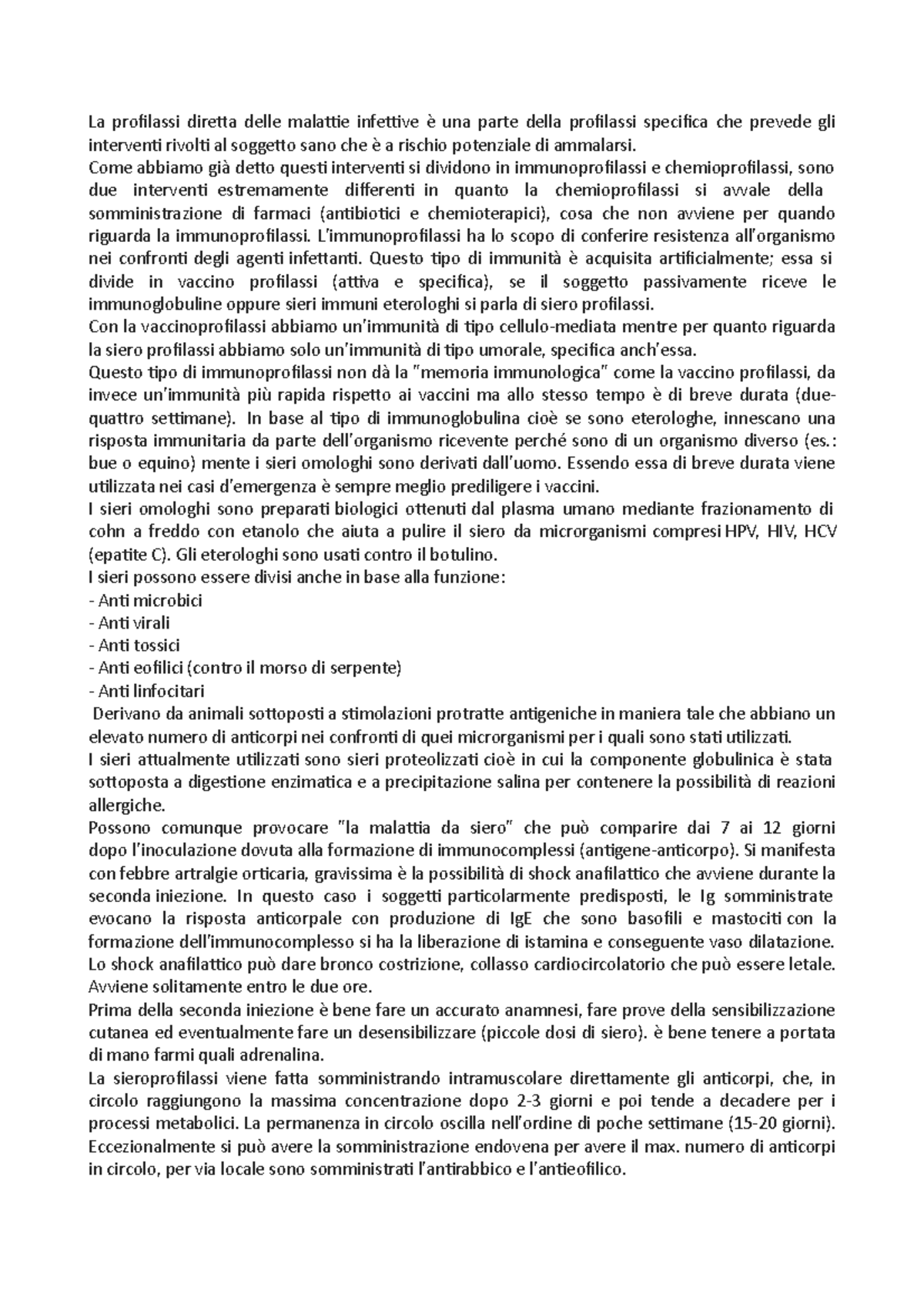 profilassi generale - La profilassi diretta delle malattie infettive è ...