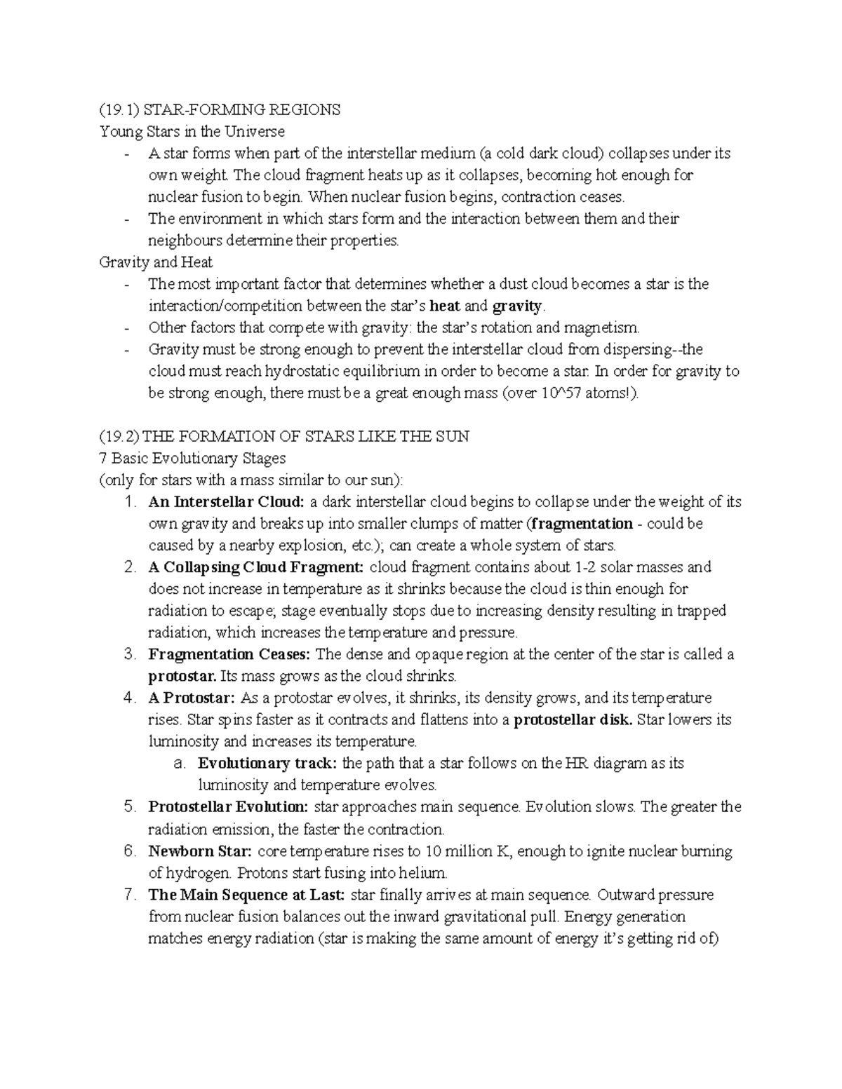 ASTR­1303 Chapter 19 Notes - (19) STAR-FORMING REGIONS Young Stars in ...