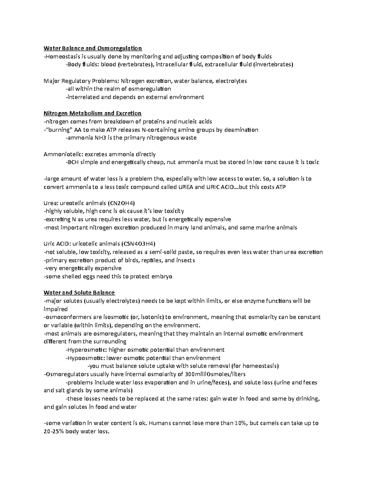 OsmoregulationLecture 18 Water Balance and Osmoregulation