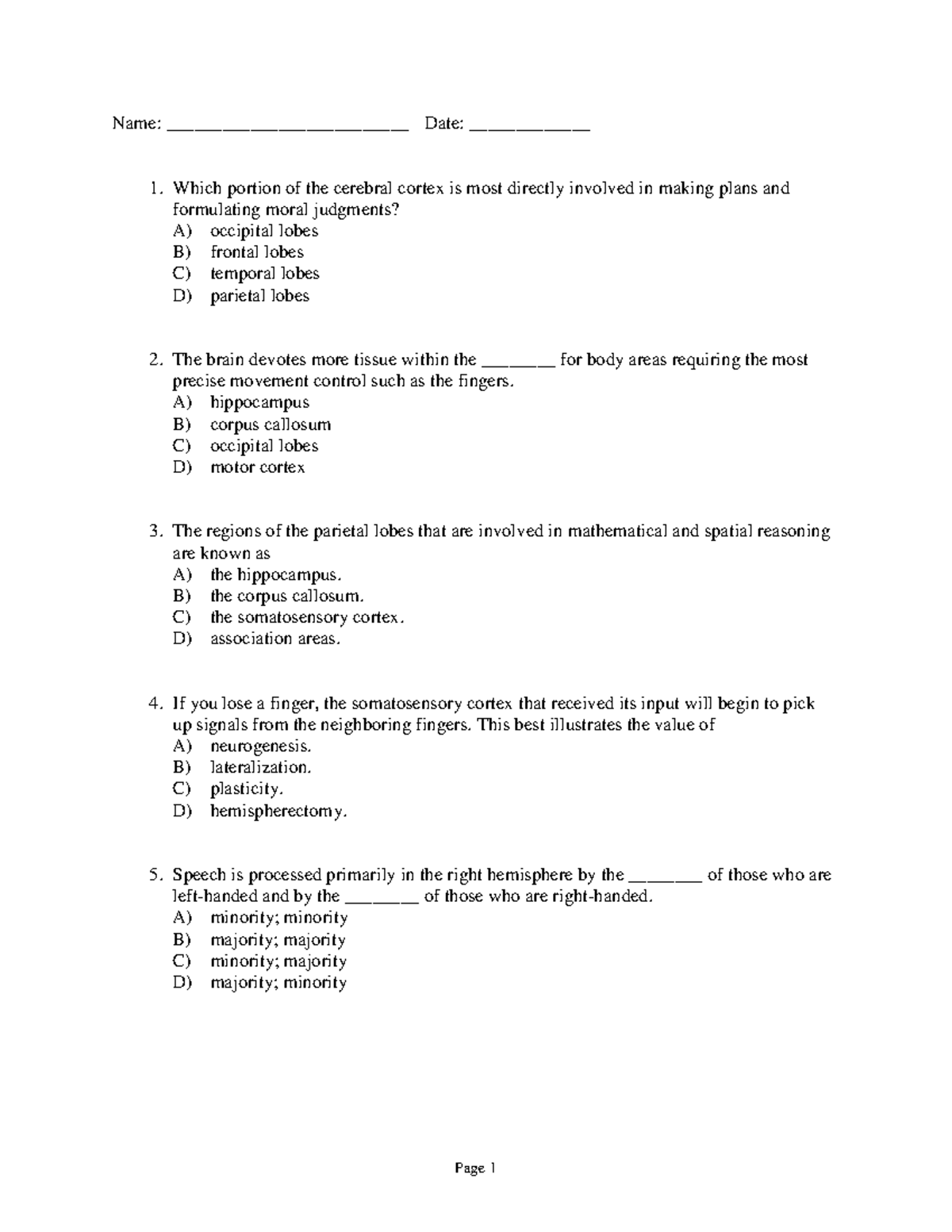 mod 7, questions and answers - Name: __________________________ Date ...