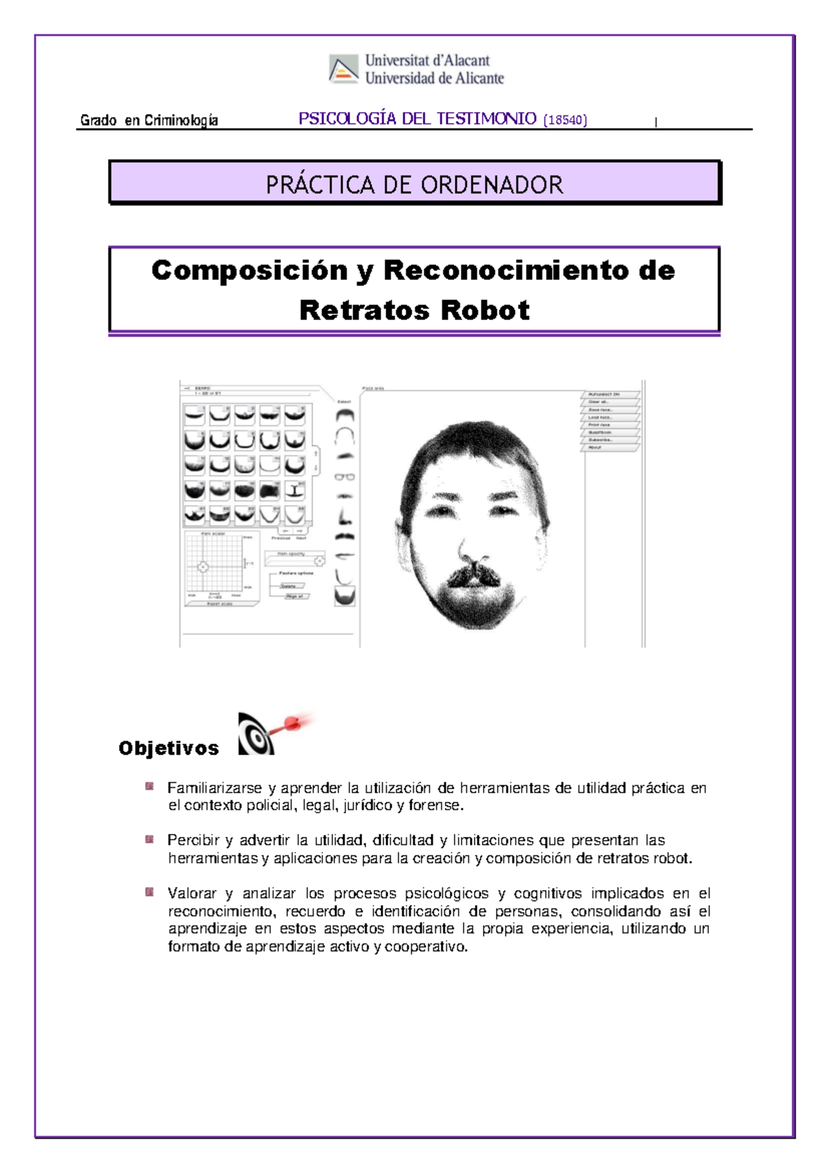 18540. Practica (PO) Retrato Robot - Grado En Criminología PSICOLOGÍA ...