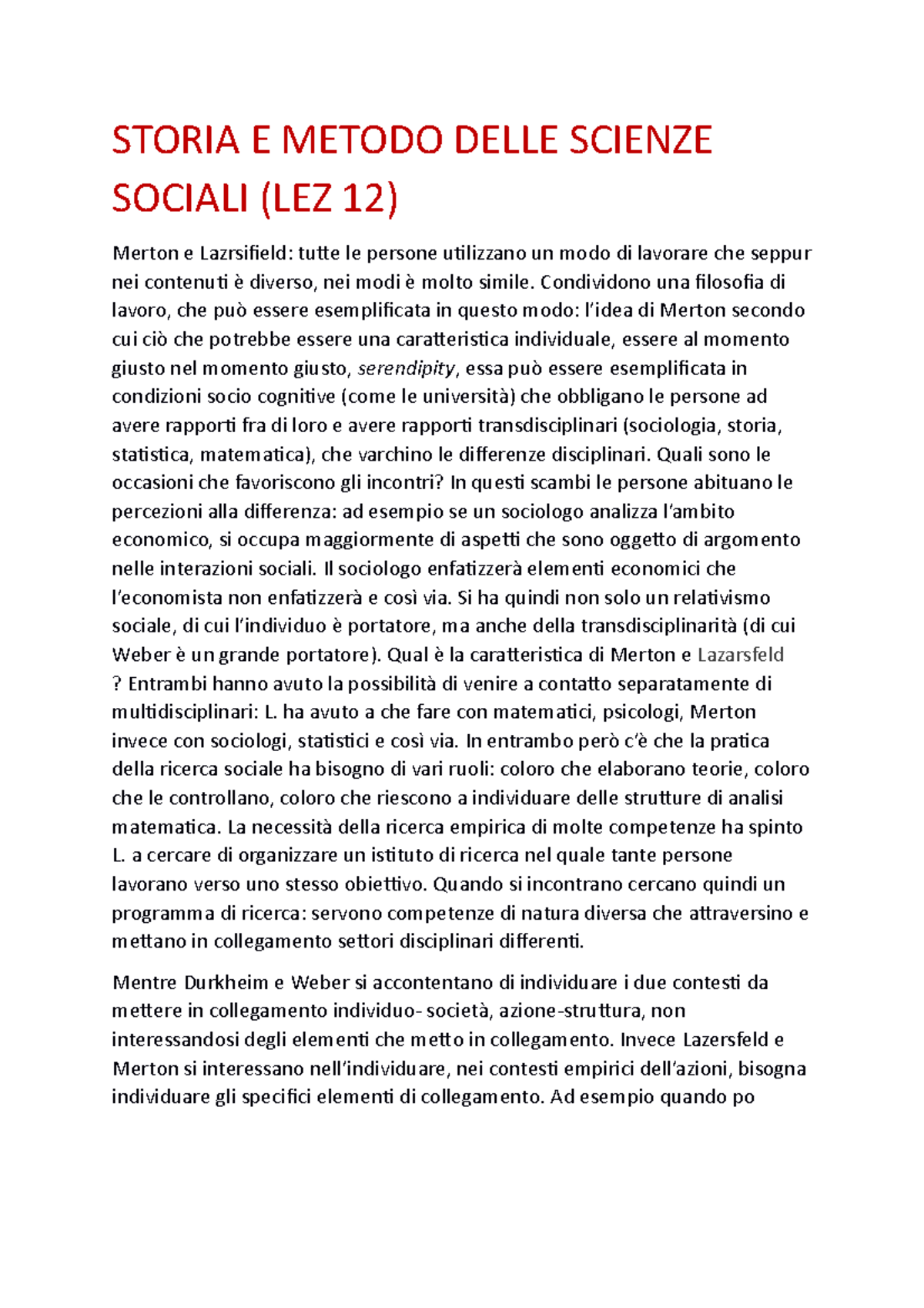 Lombardo LEZ 12 APPUNTI LEZIONE STORIA E METODO DELLE SCIENZE
