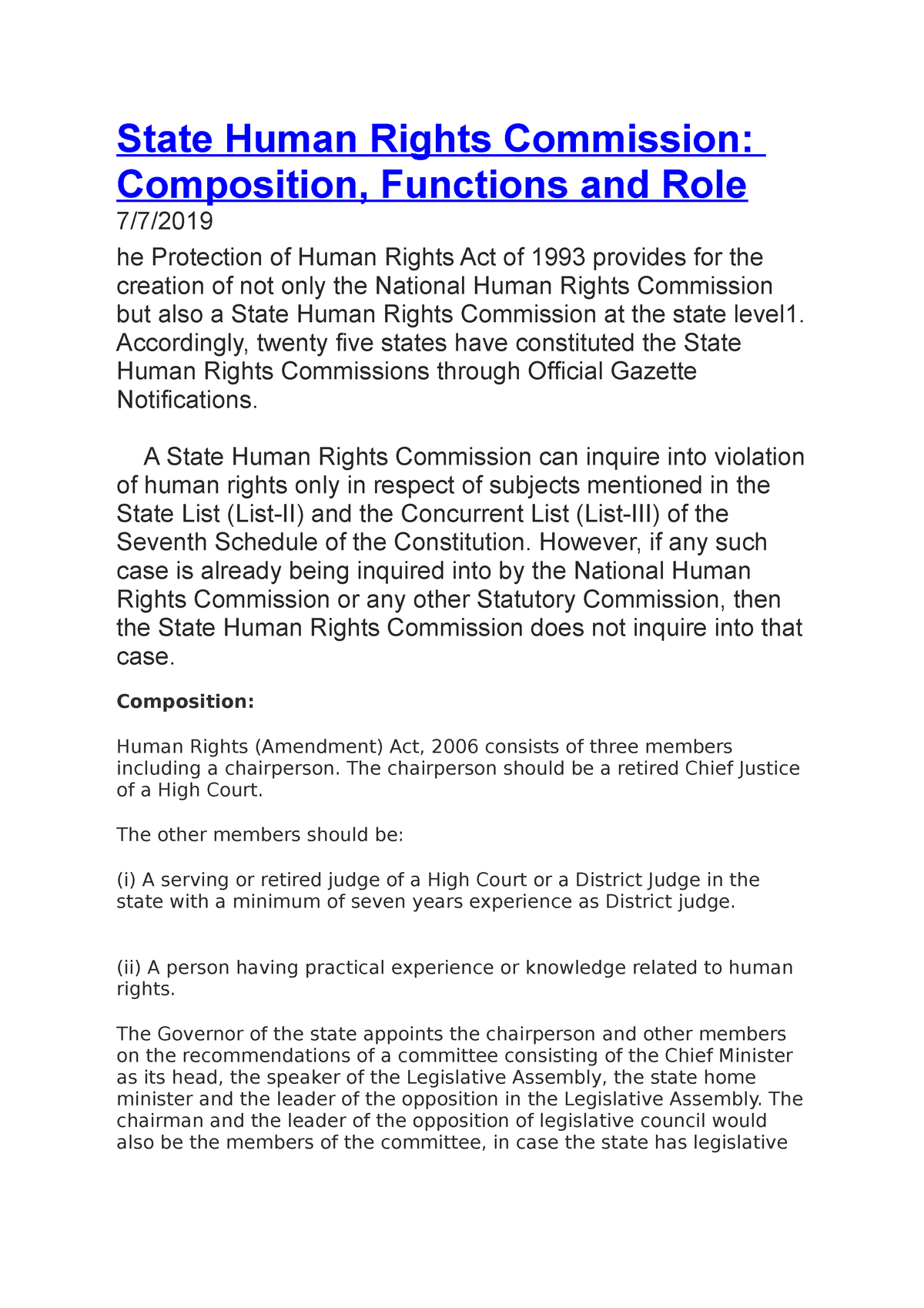 4HR I 2 State Human Rights Commission State Human Rights Commission 