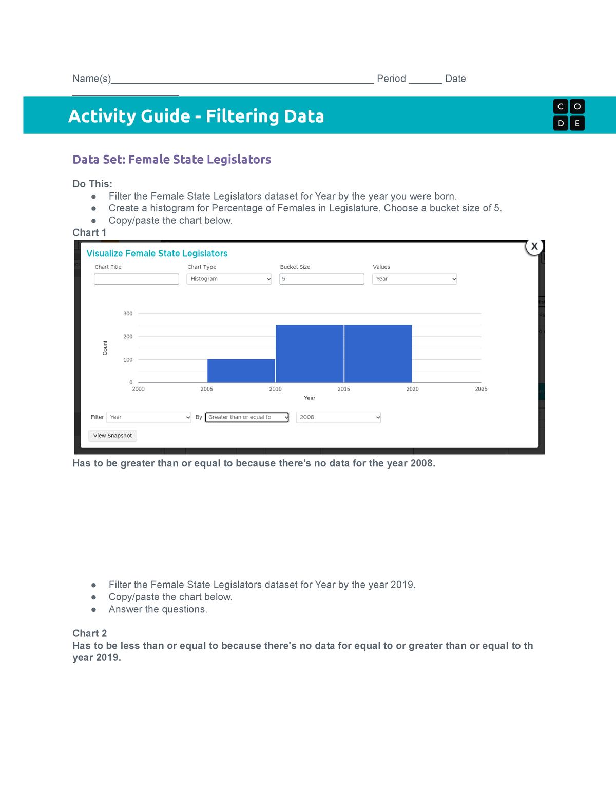 Lesson 3 Activity Guide Filtering Data Name(s