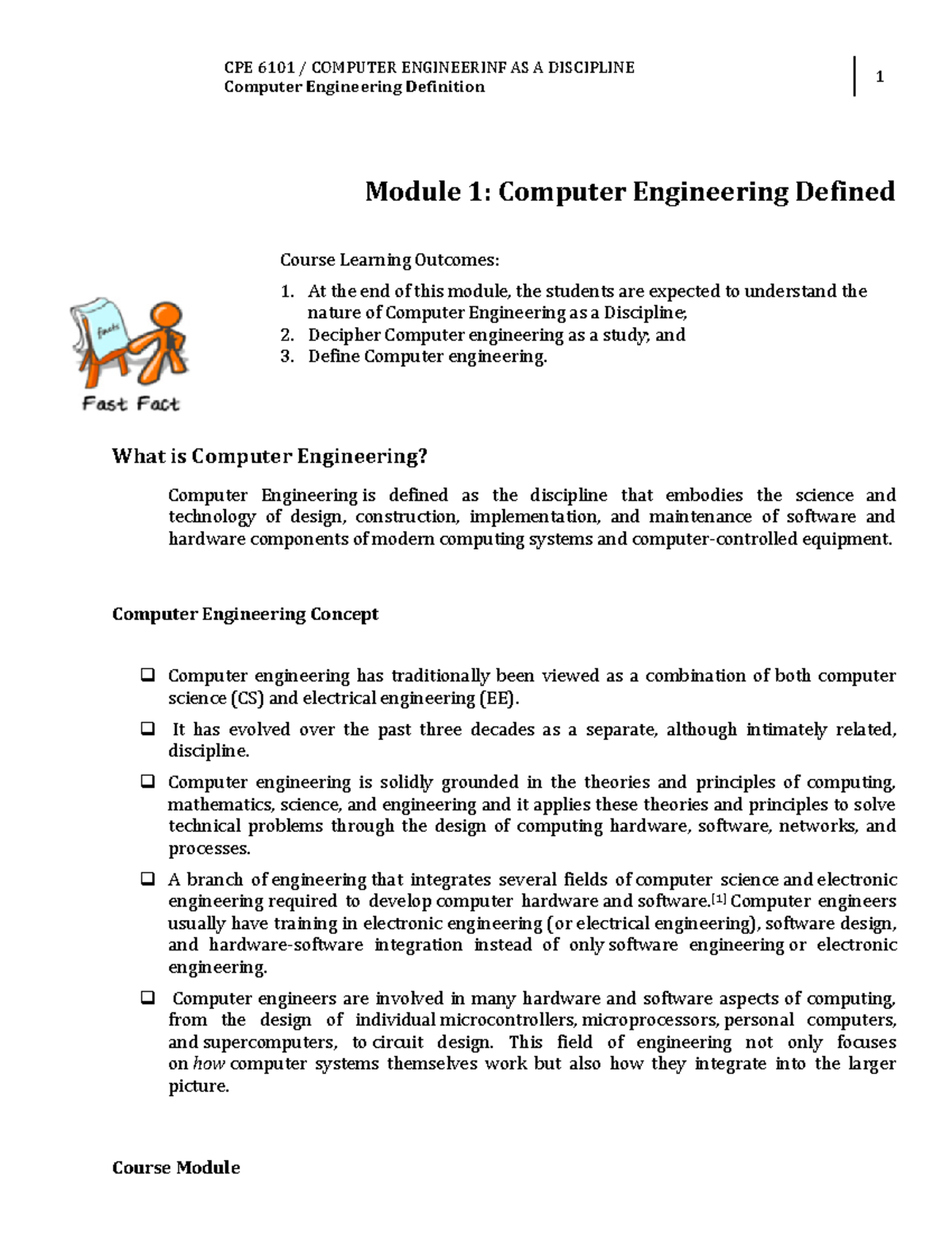 W1 Module 1 Computer Engineering Defined EGRDITE6101C StuDocu