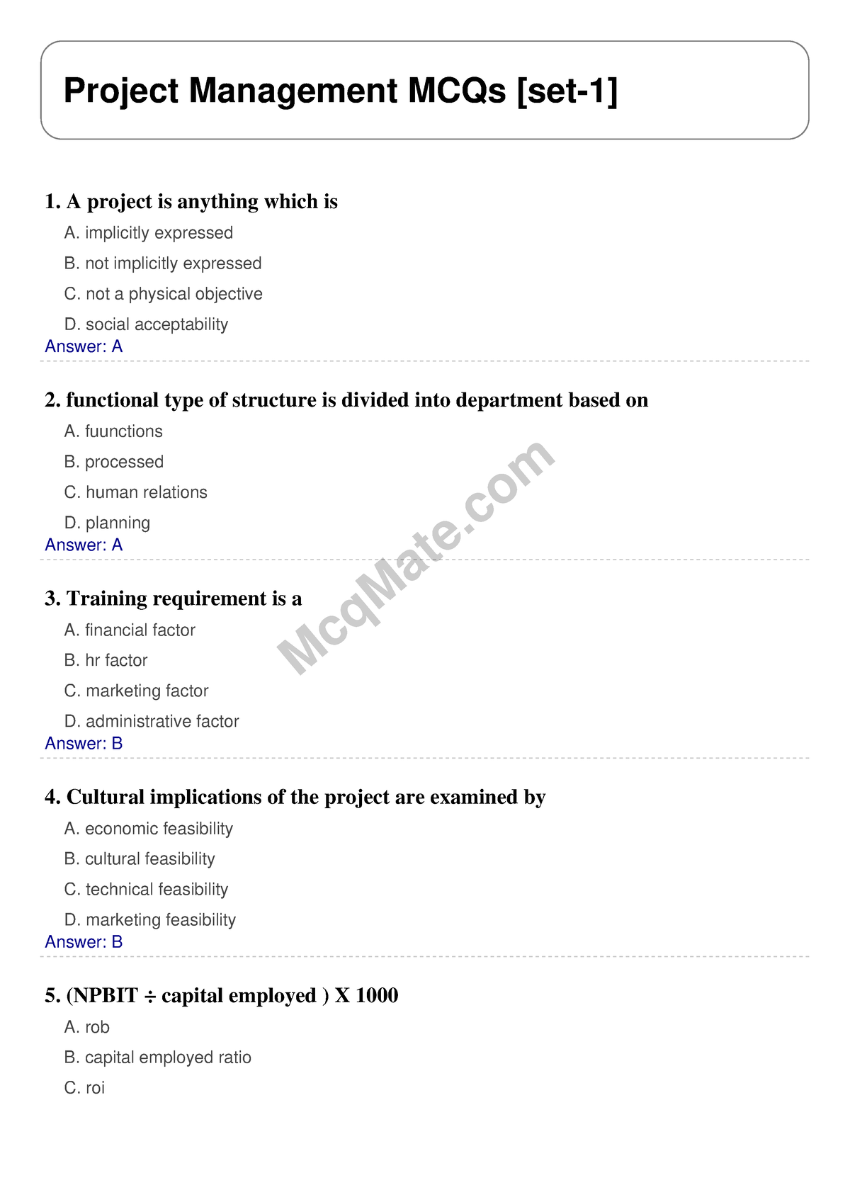 Project-management-set-1 (mcqmate - McqMate Project Management MCQs ...