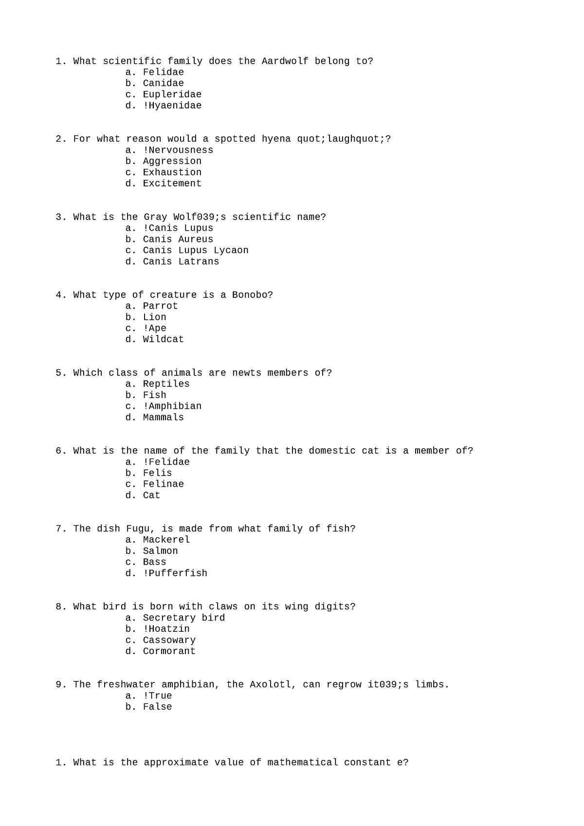 Mathematics Cheat Sheet 6 - What scientific family does the Aardwolf ...