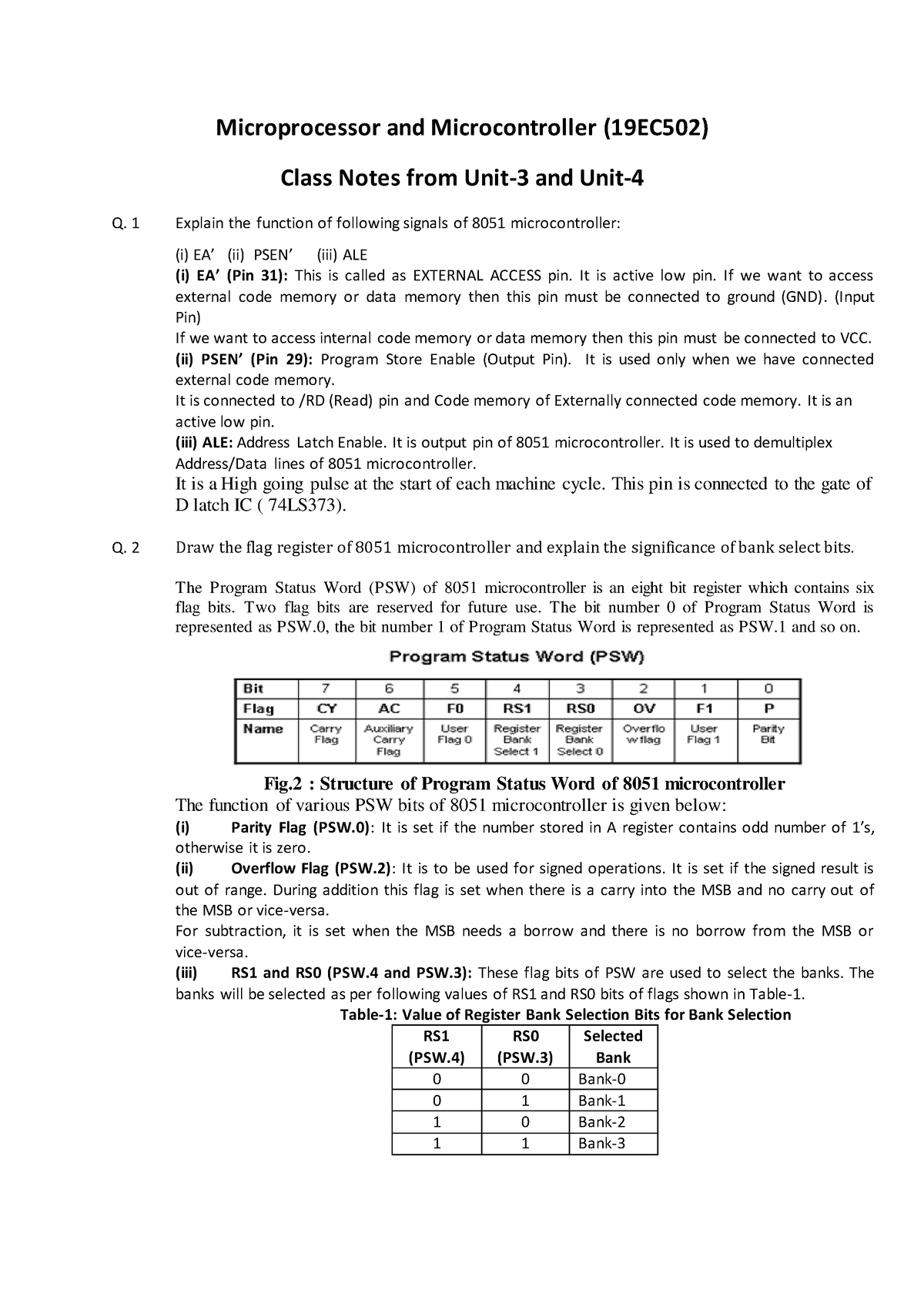 Lecture Notes Of Unit 3 And 4 - Microprocessor And Microcontroller ...