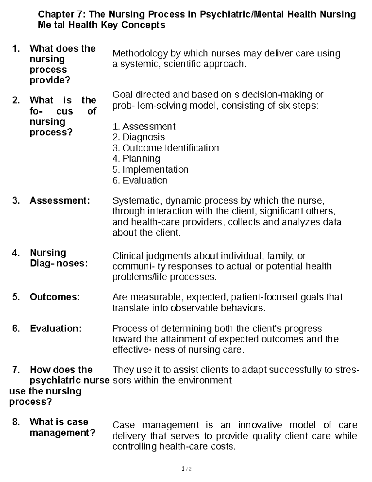 Chapter 7 The Nursing Process In Psychiatric Mental Health Nursing ...