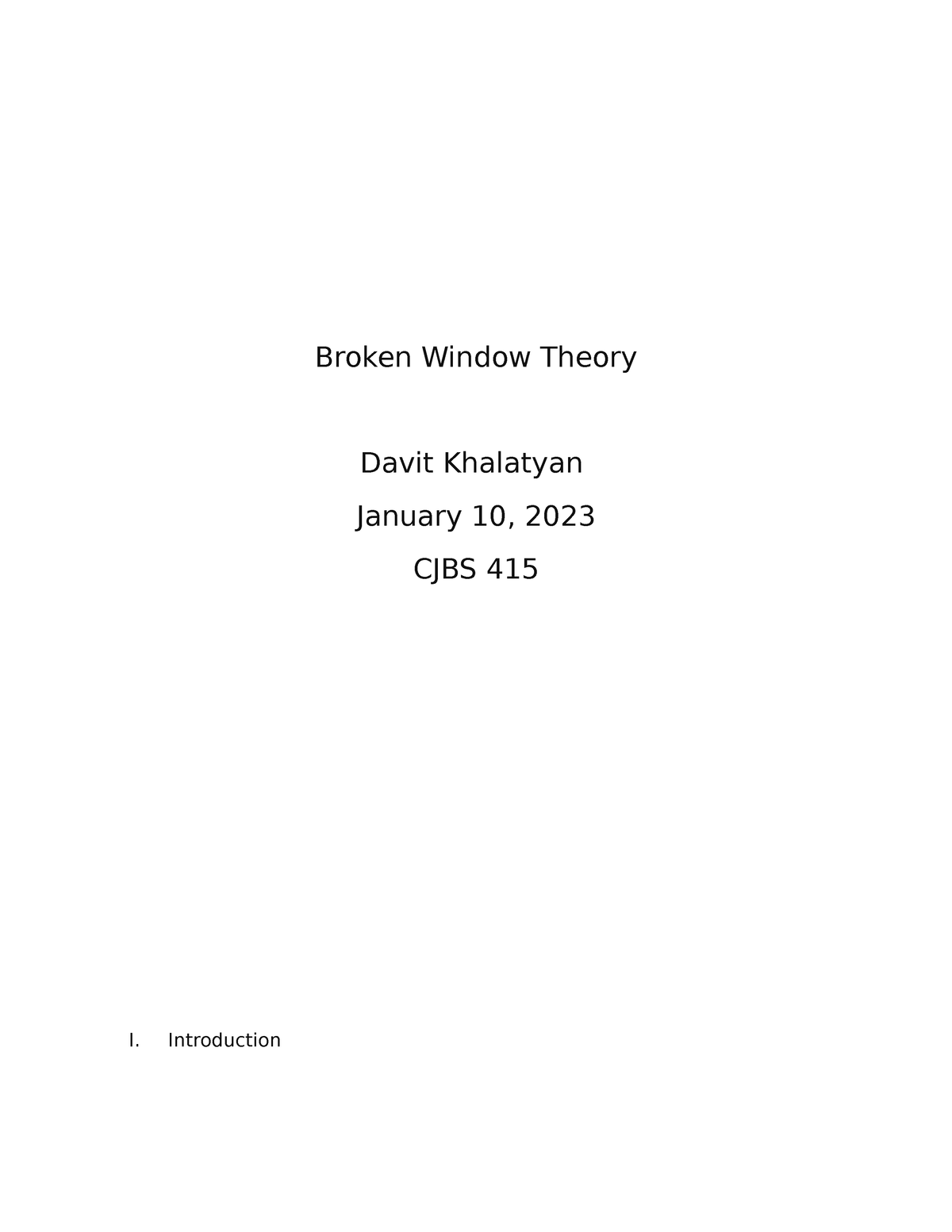 under the broken windows thesis