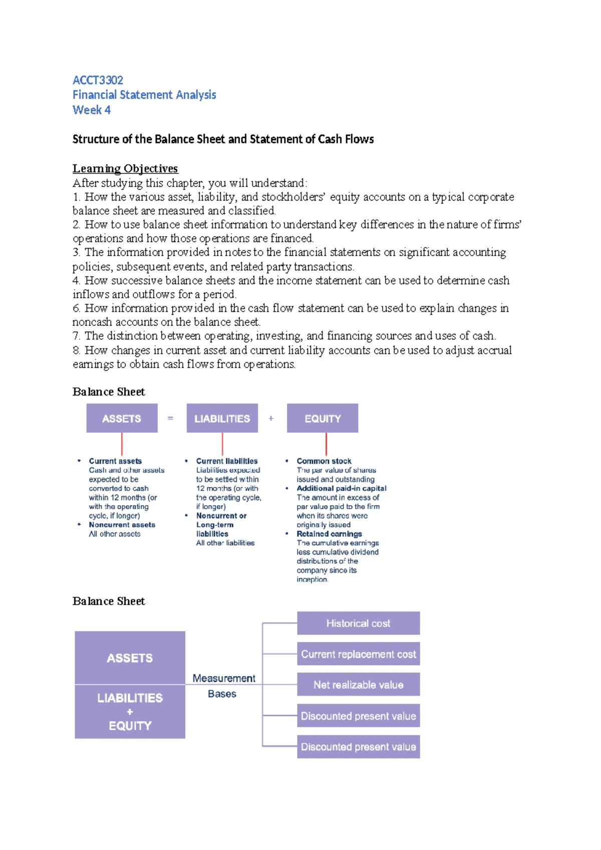ACCT3302 Lecture 4 - ACCT Financial Statement Analysis Week 4 Structure ...