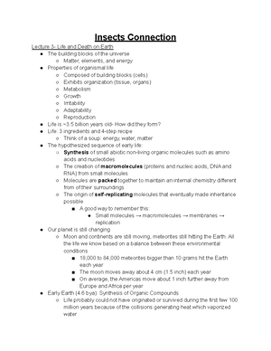 ENT 202 Lecture Notes #4 - Insects Connection Lecture 4- Evolution How ...