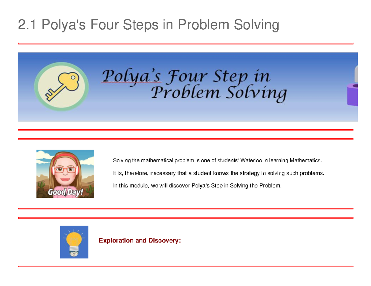 GEC 004 2 1 Polya s Four Steps In Problem Solving Computer 