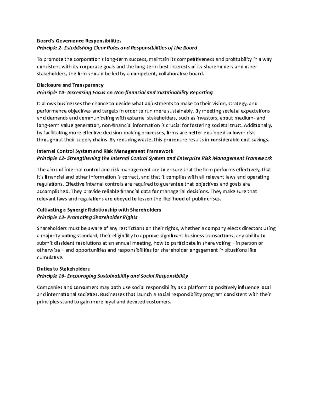 Gov Sw4 - Governance - Board's Governance Responsibilities Principle 2 ...