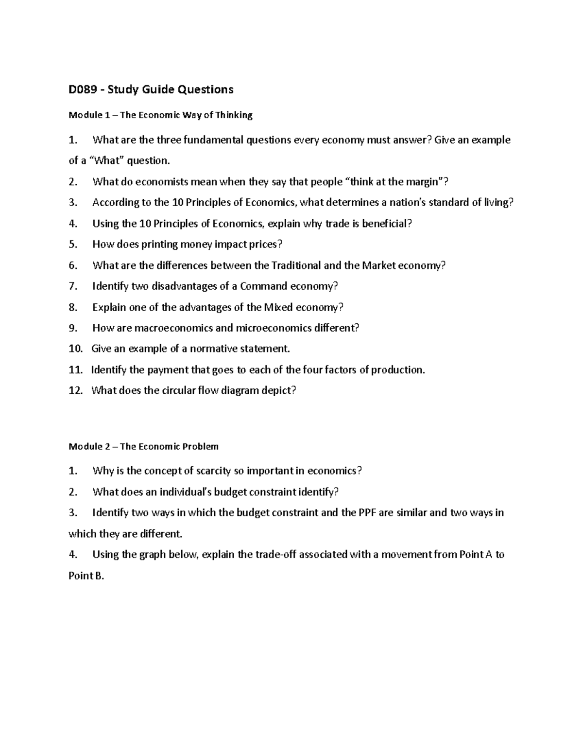 D089 - Study Guide Questions - D089 - Study Guide Questions Module 1 ...